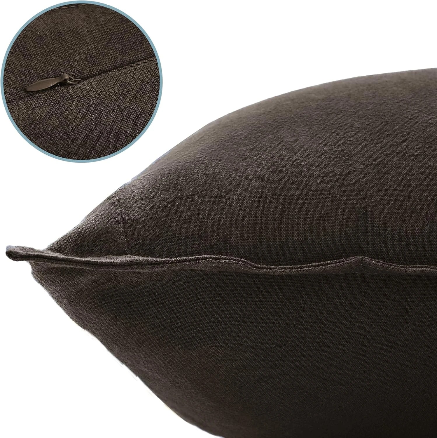2 Gioia Casa 2-Pack Linen-Cotton Blend Cushion Covers 45x45cm - Dark Brown, 2 of 4