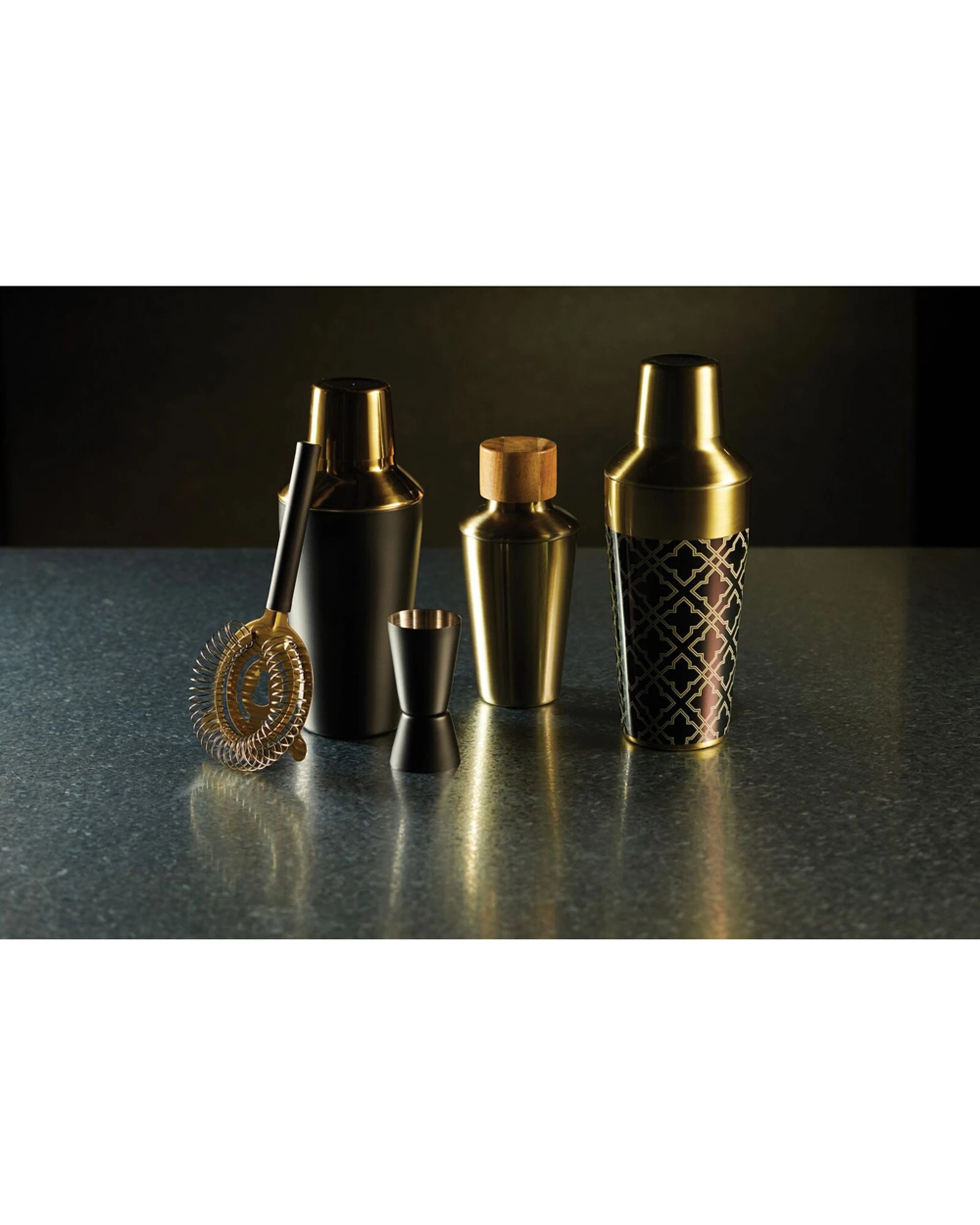 6 BarCraft 3pc Cocktail Shaker Jigger Strainer Set 500ml Matte Finish - Multi, 6 of 7