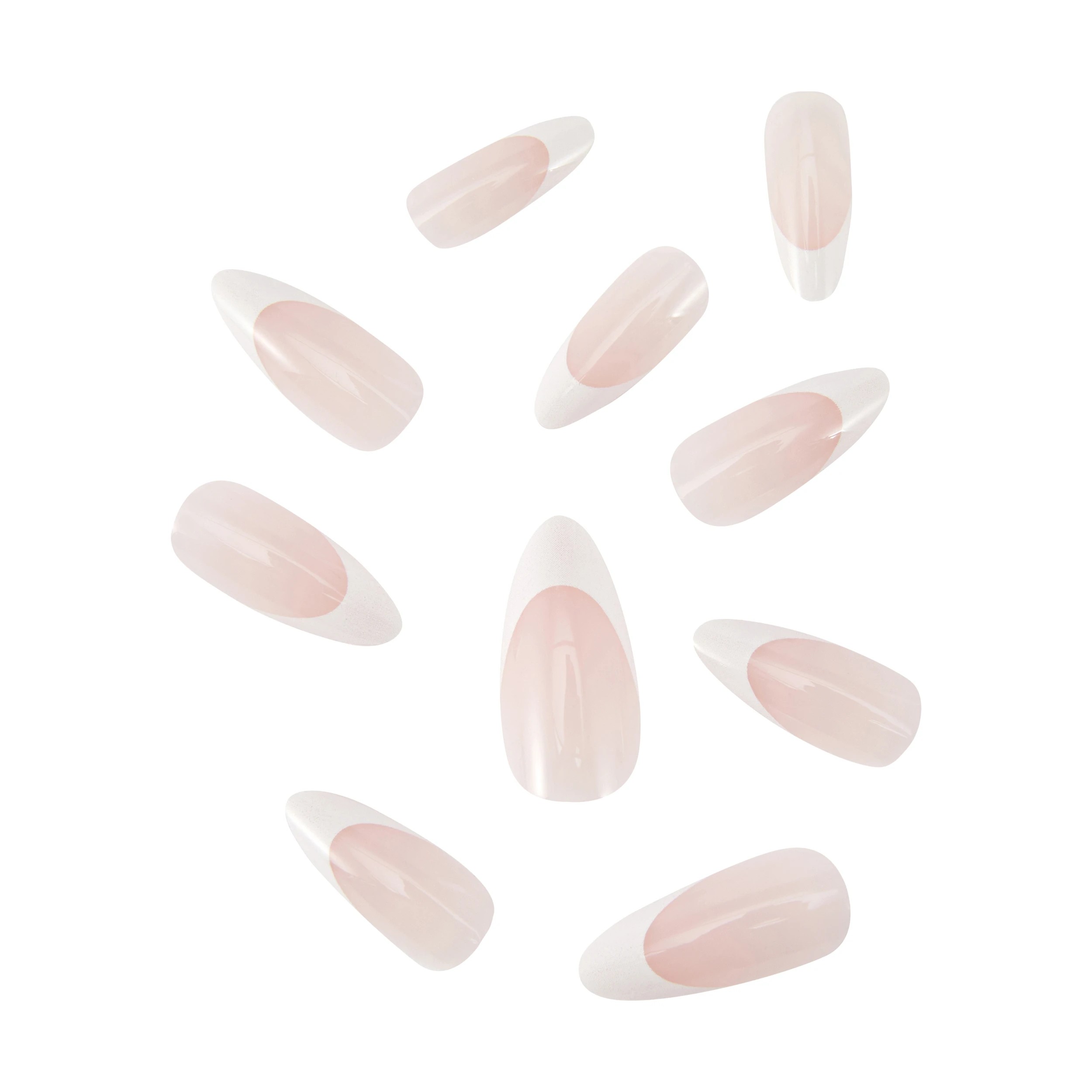 2 OXX Cosmetics 24 Pack Artificial Nails with Adhesive - Pointed Stiletto Shape, Pink French Tip, 2 of 4