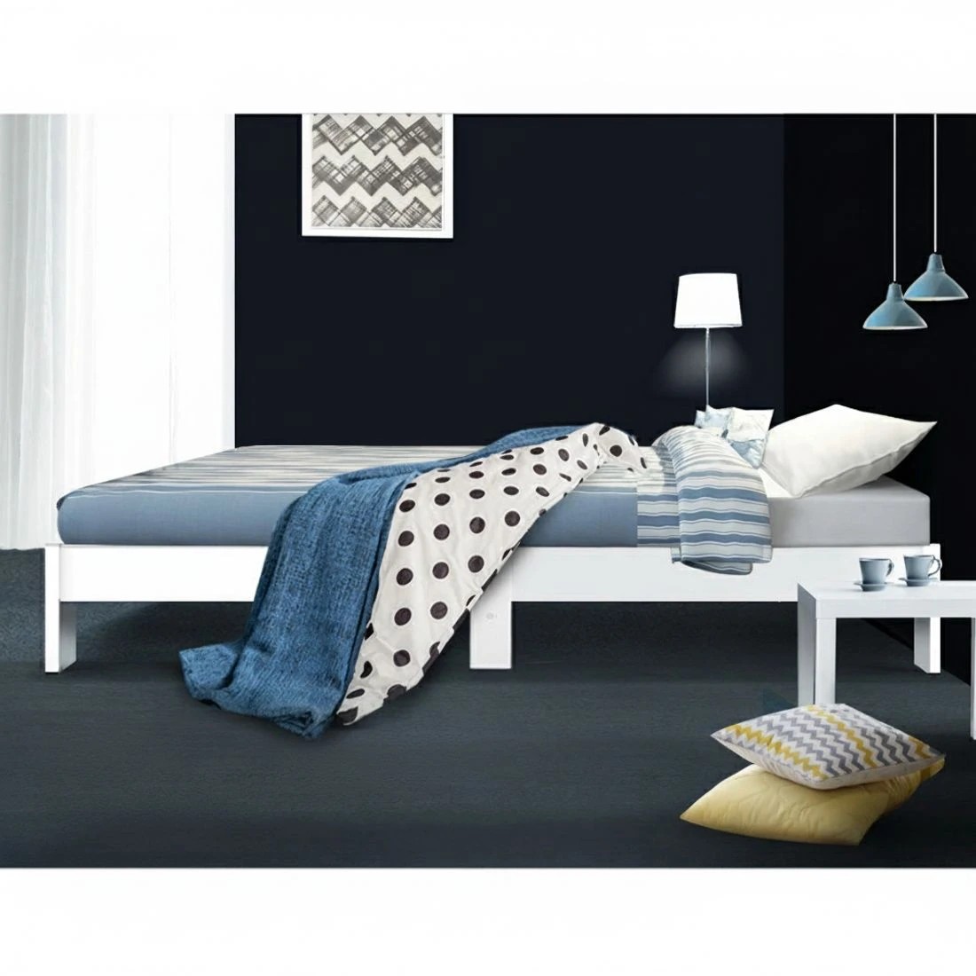 6 Artiss Bed Frame Single Size Wooden  JADE - White, 6 of 8