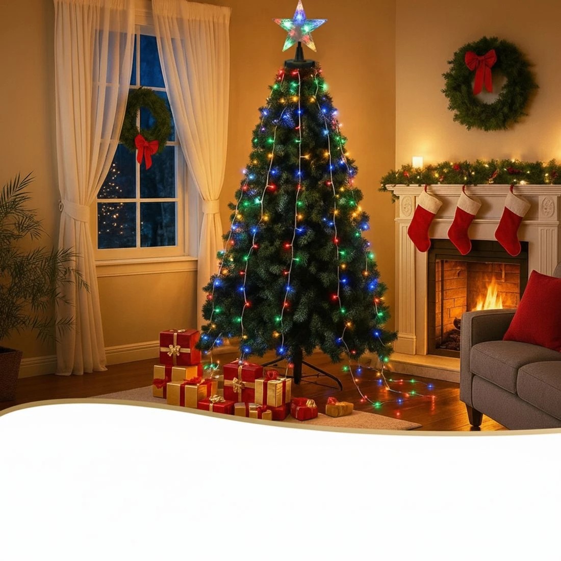 4 Jingle Jollys 2.5M Christmas Lights Waterfall String Light 300 LED Star Topper - Multi, 4 of 7