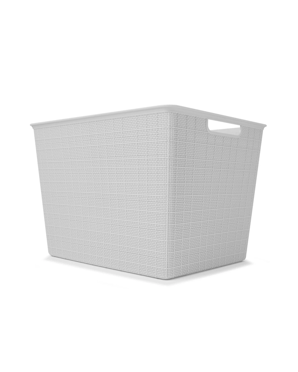 26L Rectangle Linen Weave Basket - Grey