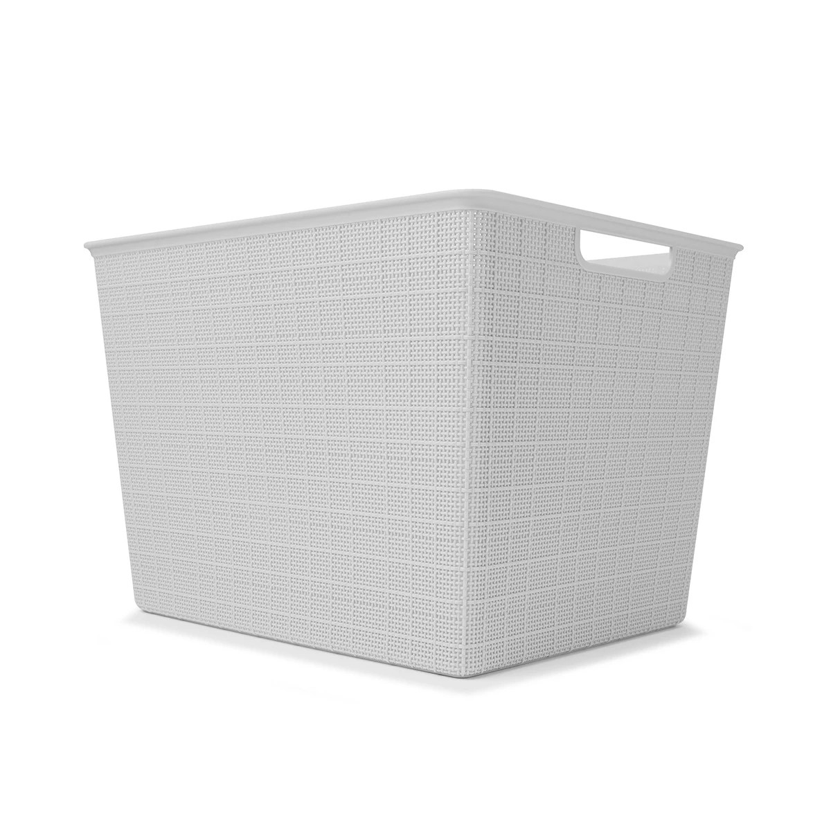 1 26L Rectangle Linen Weave Basket - Grey, 1 of 7