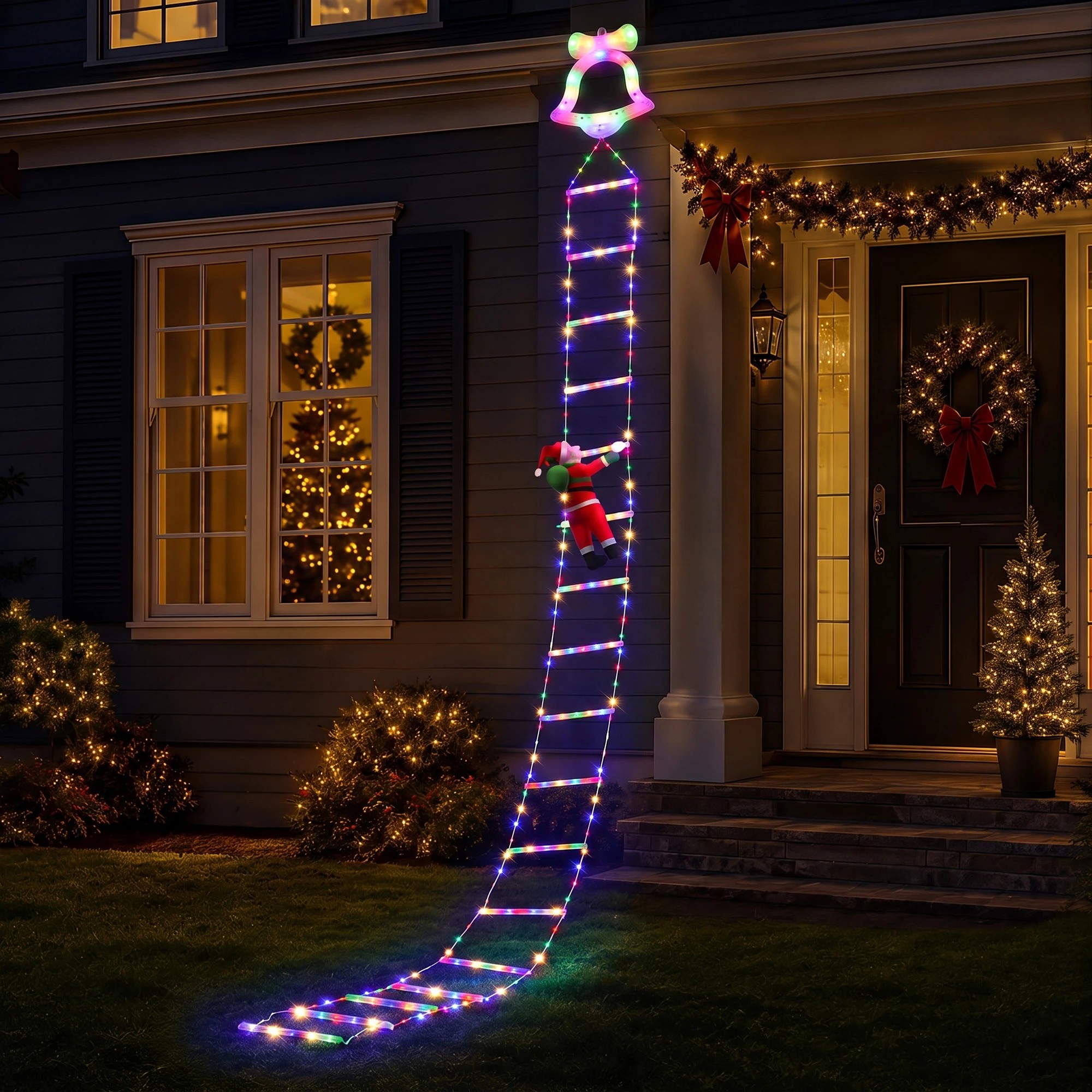9 Jingle Jollys 3.5M Christmas Lights 300 LED Ladder Light with Santa Claus Decor - Multi, 9 of 9