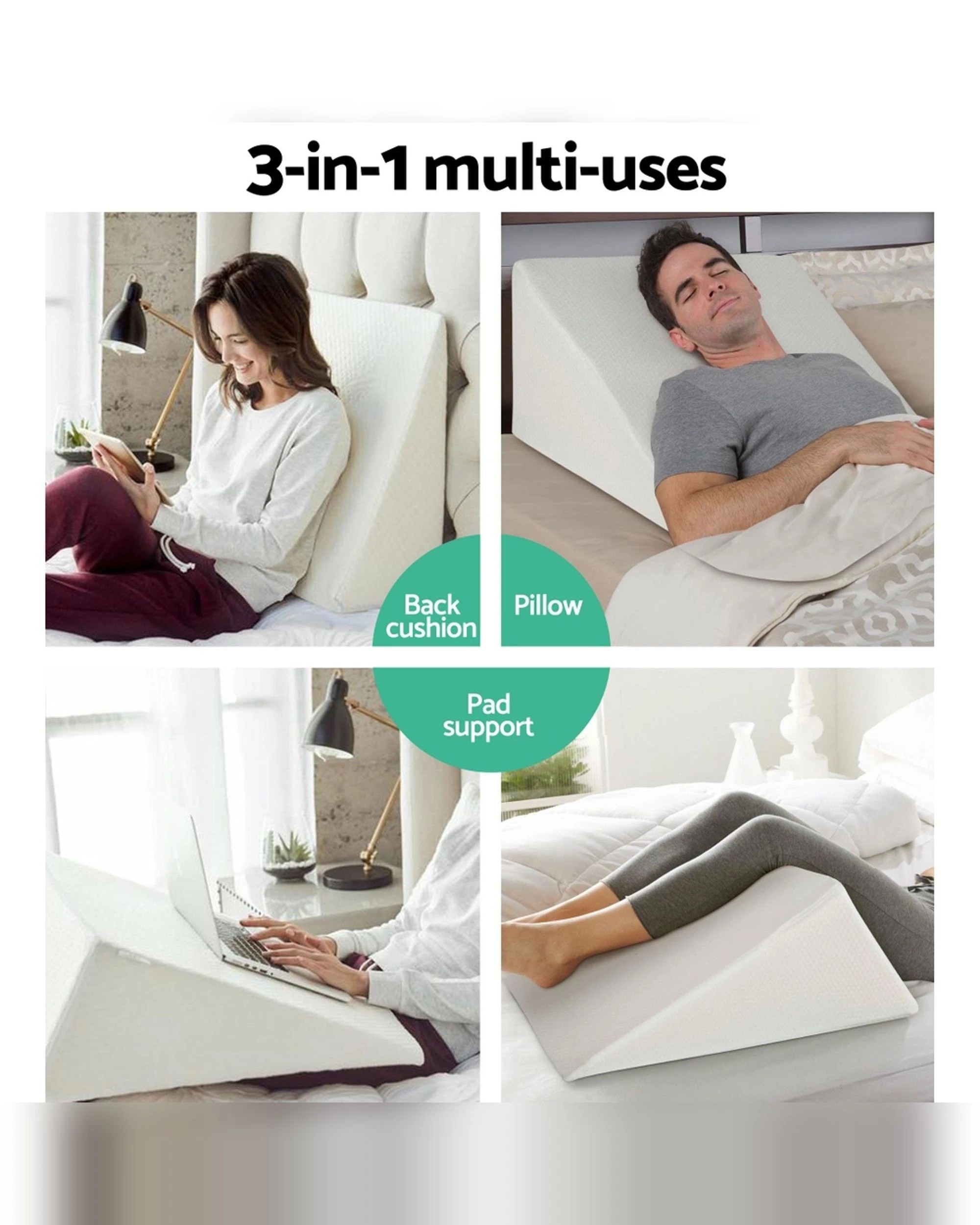 3 Giselle Bedding Wedge Pillow
 - White, 3 of 3