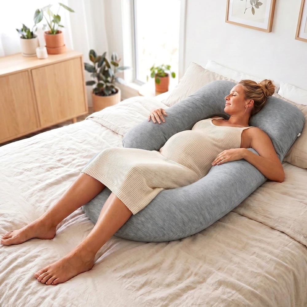 3 PlayPals Cooling Pregnancy Pillow U-shaped Maternity Sleeping Body Support - Grey, 3 of 3