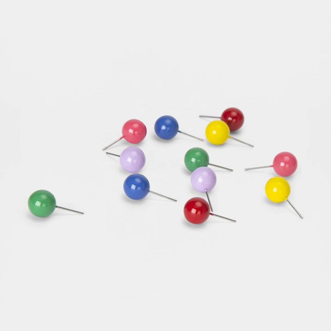 3 6 Pack Coloured Ball Stud Earrings, 3 of 5