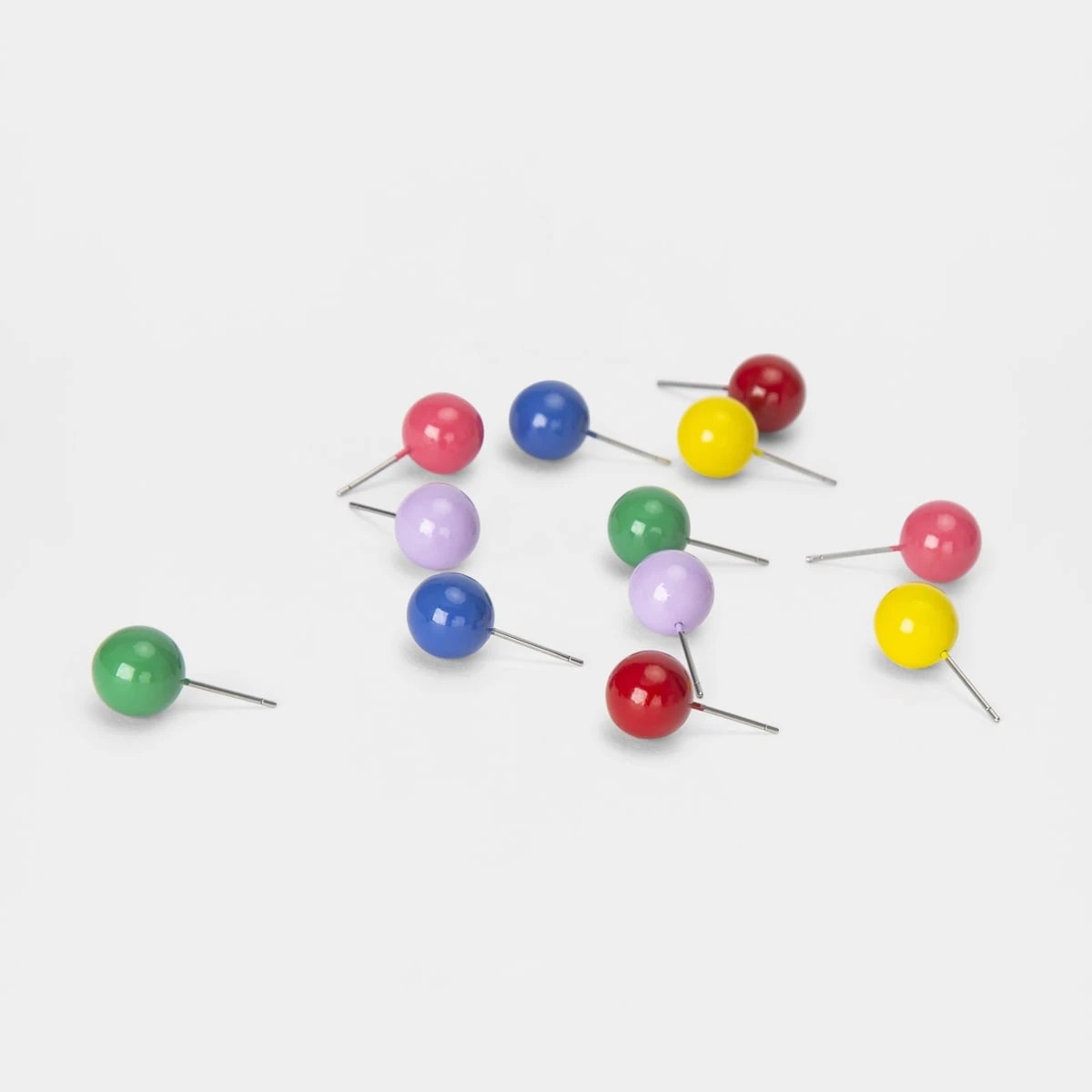 3 6 Pack Coloured Ball Stud Earrings, 3 of 5