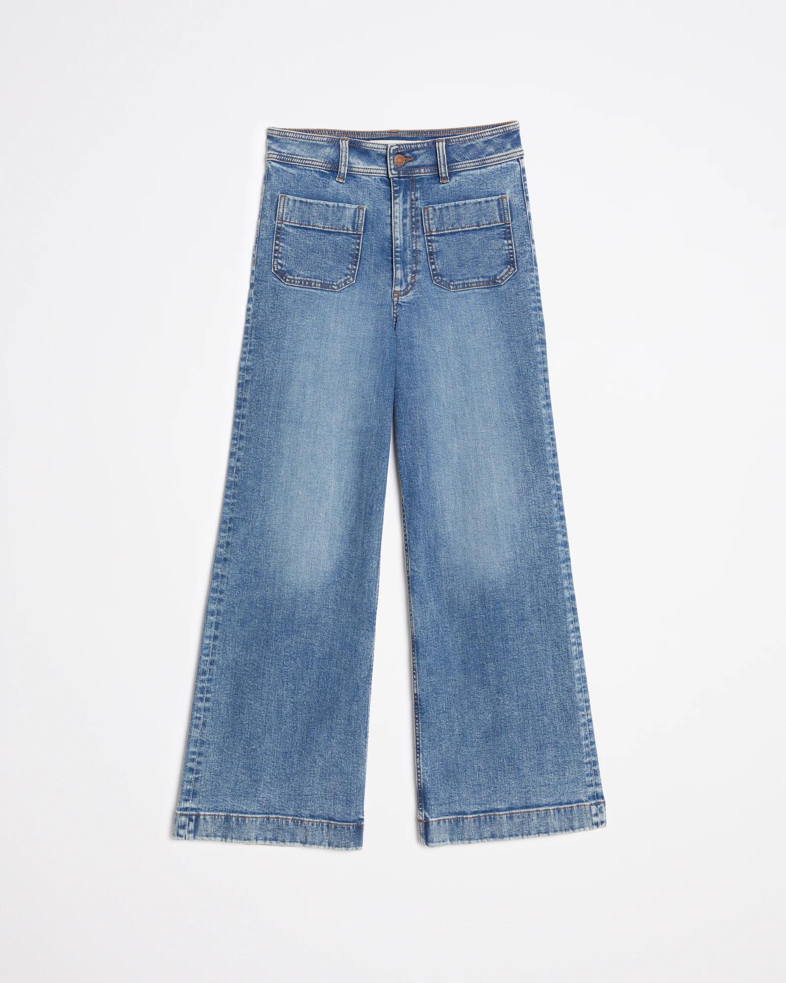5 Target Mila Wide Leg High Rise Full Length Flat Front Denim Jeans PACIFIC BLUE, 5 of 6