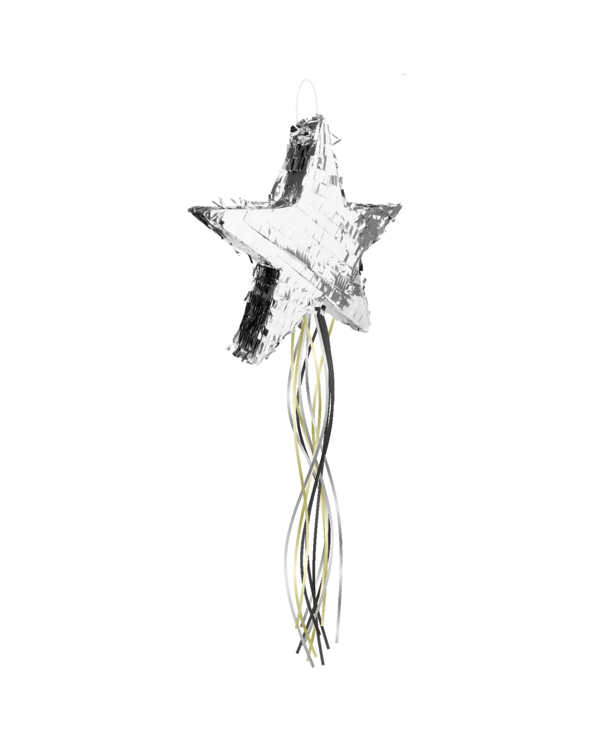 1 Anagram Silver Star Foil Pull String Pinata - Silver, 1 of 1