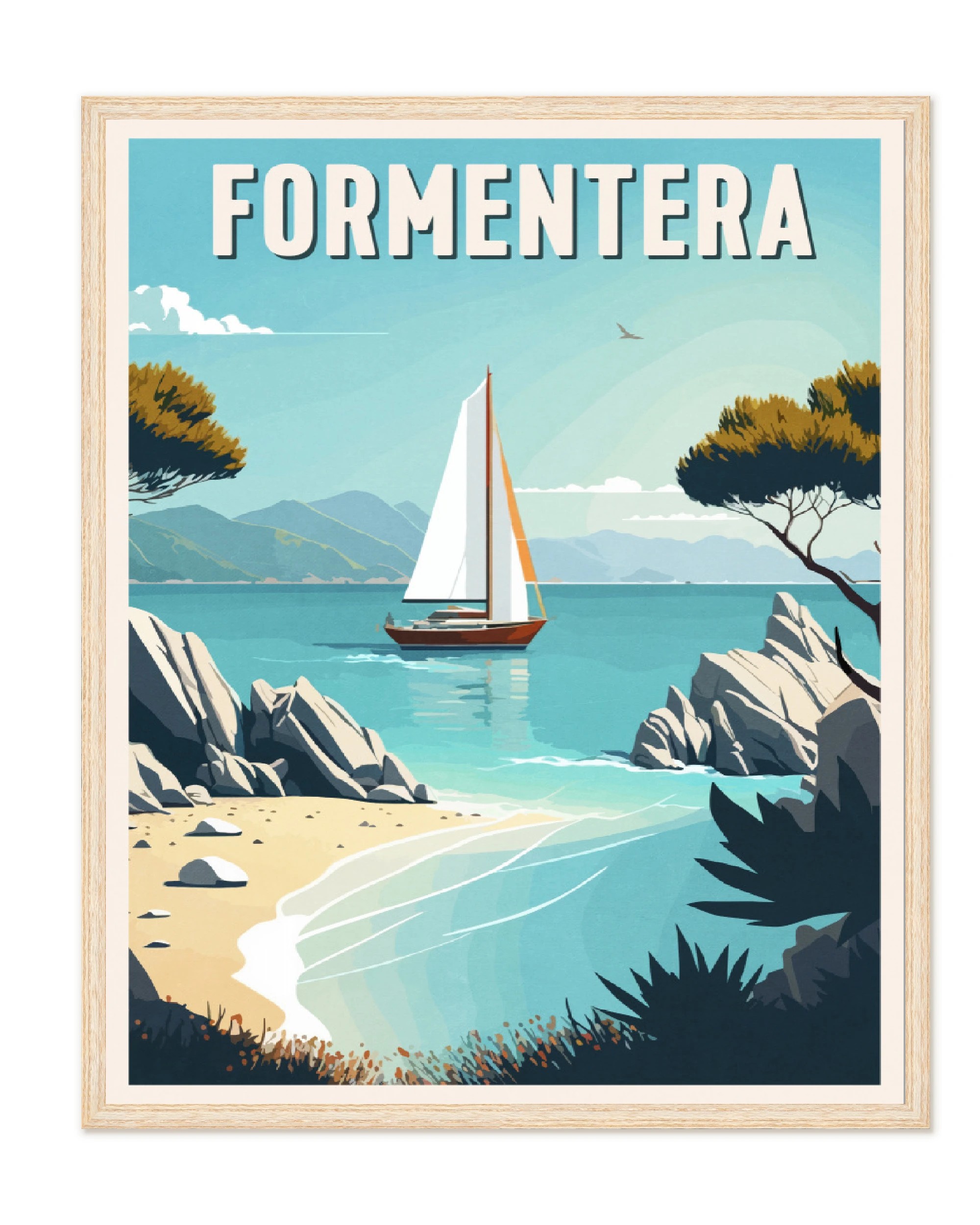 The Wall Art Warehouse - Formentera Coastal Sailing - Framed Canvas ...