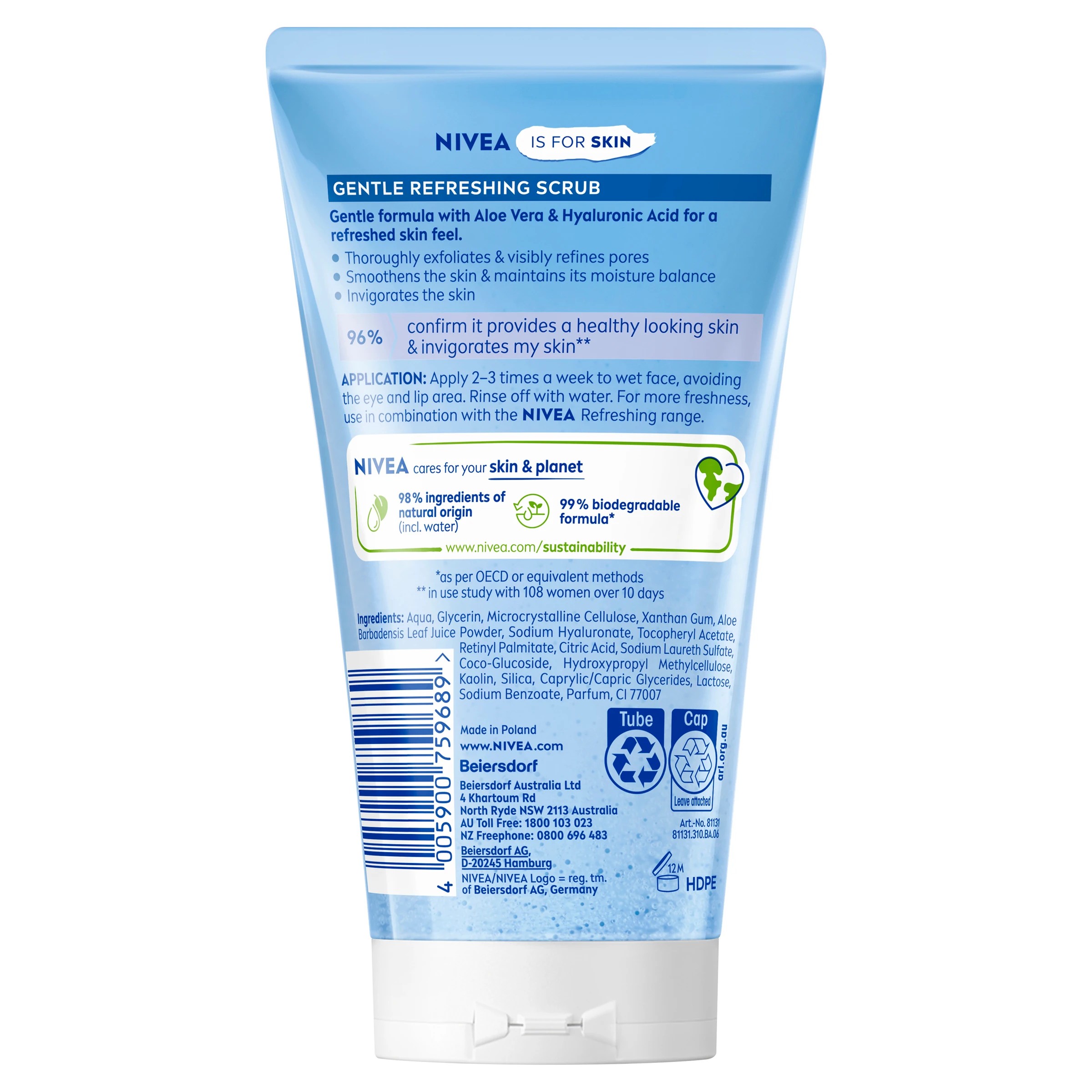 2 NIVEA Refreshing Gentle Scrub 150ml - Aloe Vera & Hyaluronic Acid, 2 of 9