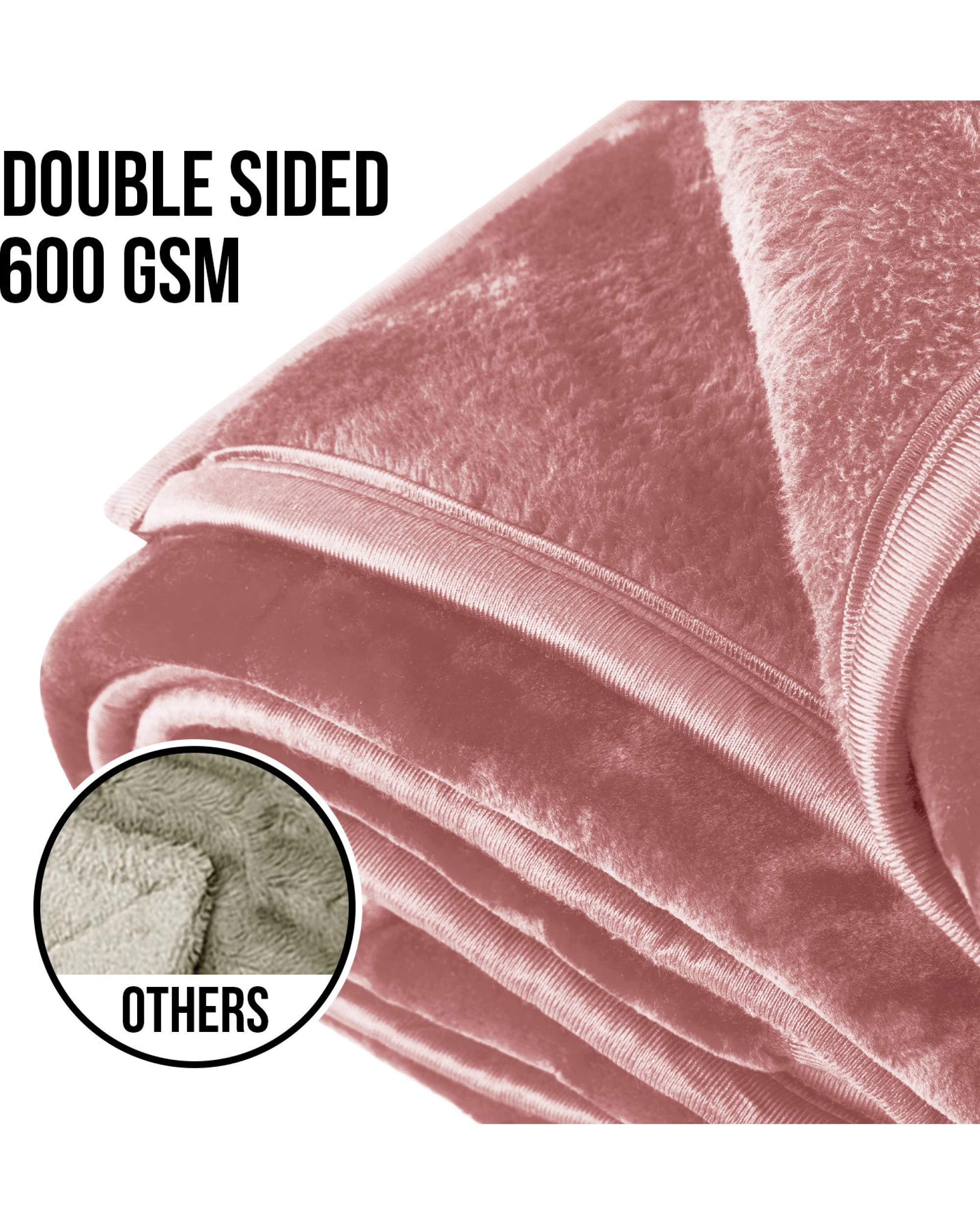 4 Laura Hill 600-gsm Mink Blanket Double-sided Soft Plush Bed Faux Throw Rug Wine Pink
 - Queen Bed, 4 of 9