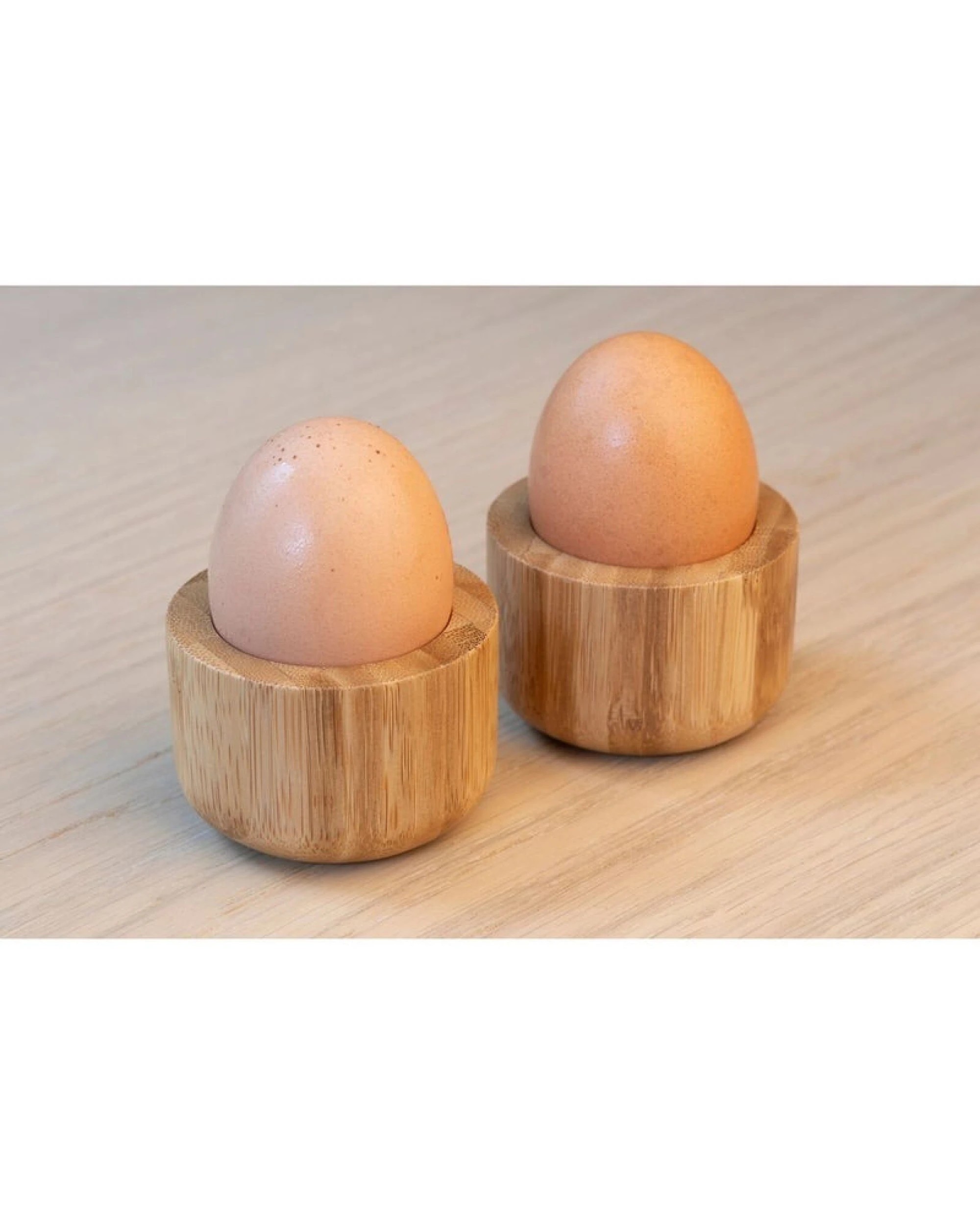 2 Euroline 2pc 5cm Bamboo Boiled Egg Cups Holder/Stand Kitchen Tableware NTRL, 2 of 3