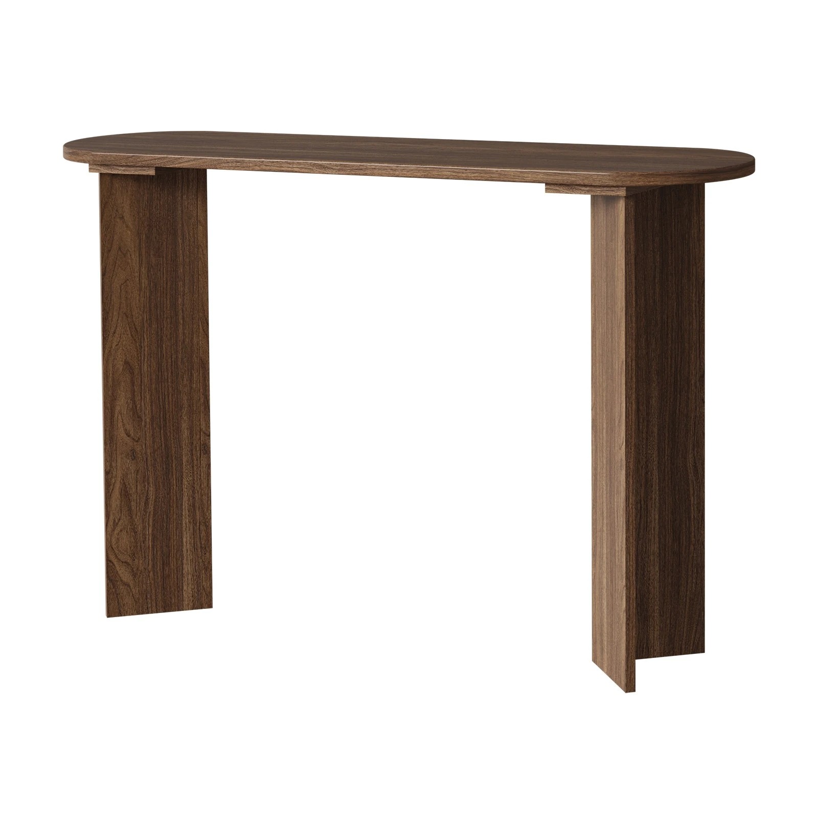1 Oikiture Console Table Oval Entryway Storage Hallway Sofa Side Desk - Brown, 1 of 8