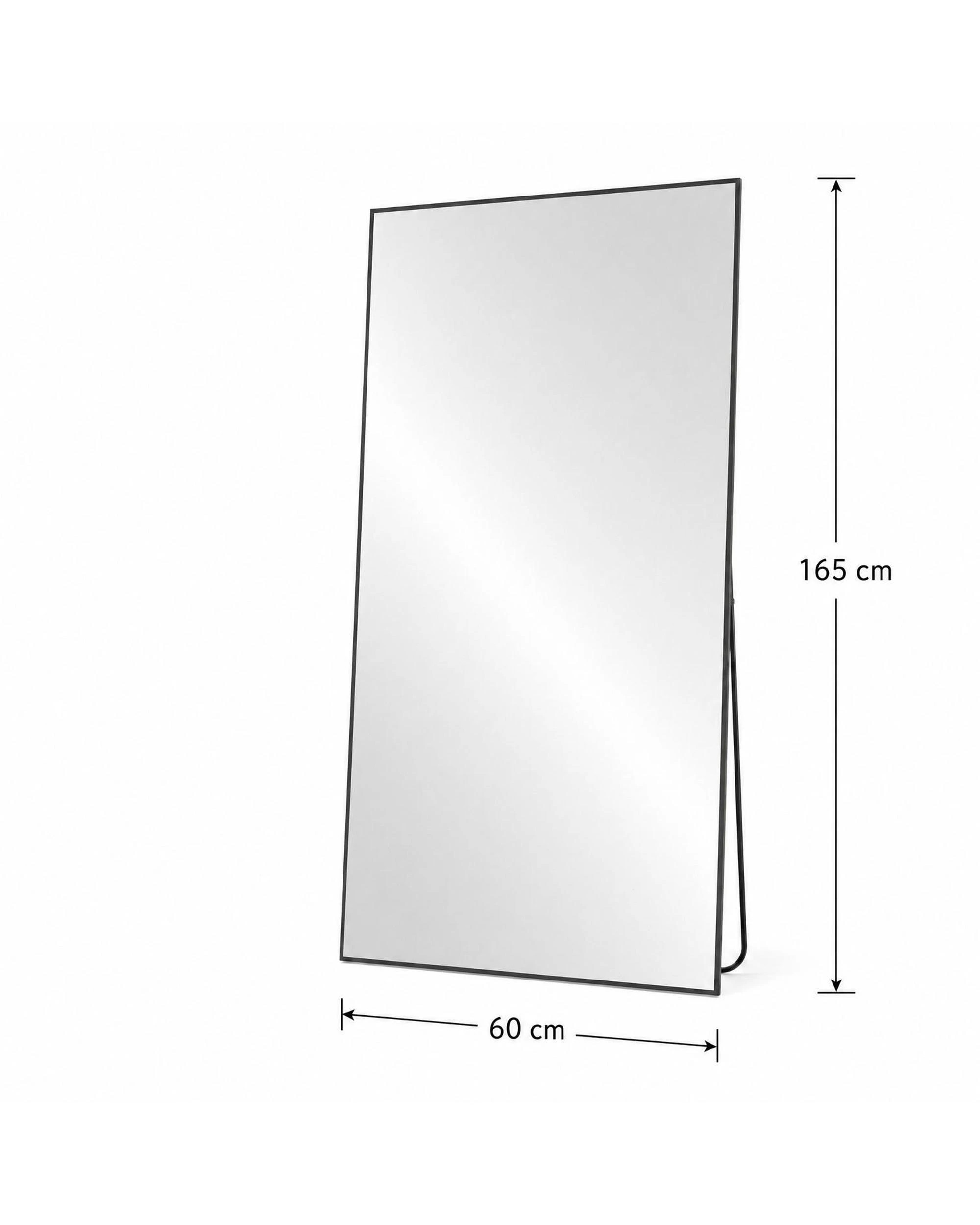 5 OAKORY 165x60cm Rectangular Full Length Mirror, Floor Mirror with Aluminium Alloy Frame Black - Black, 5 of 7