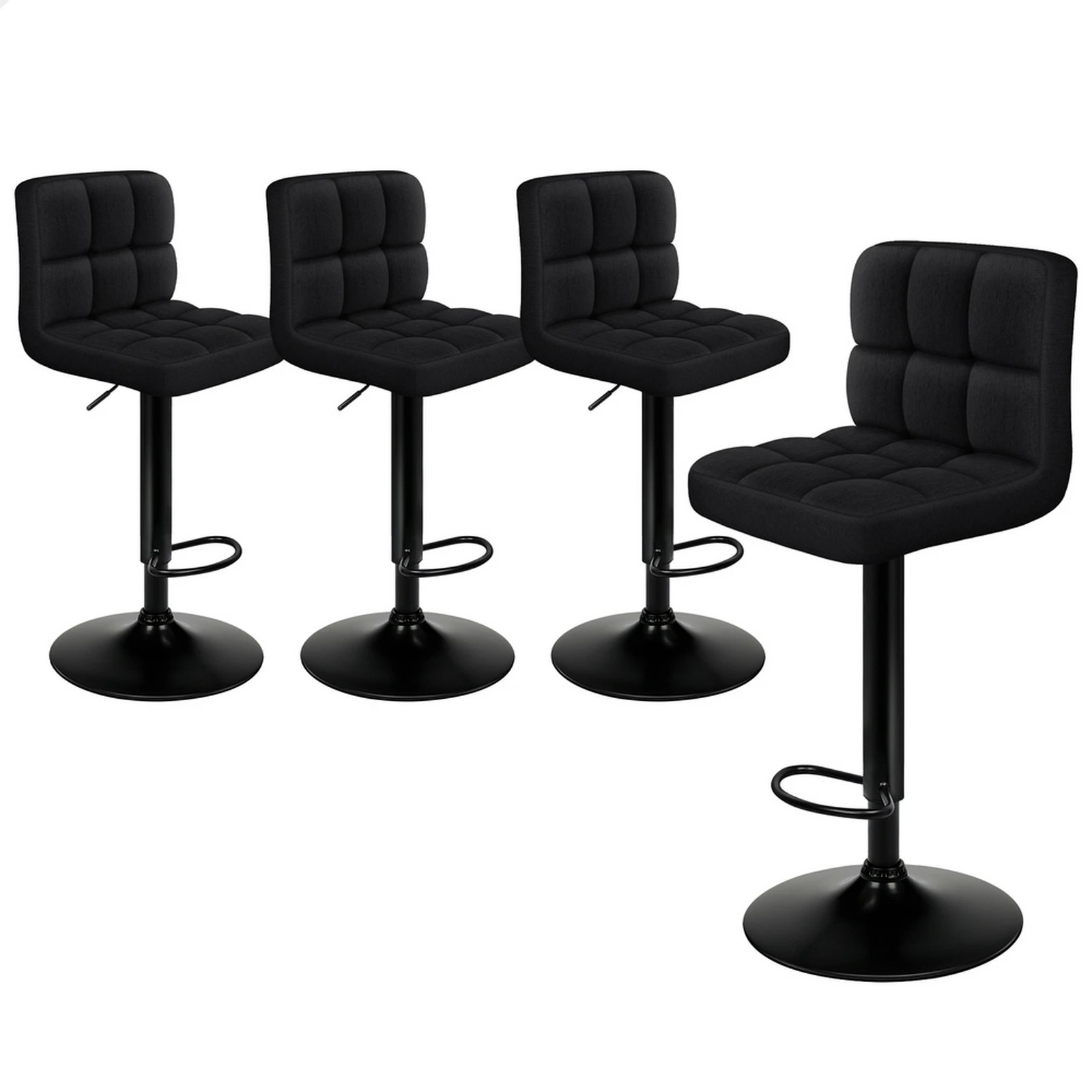 1 Alfordson 4x Bar Stools Ralph Kitchen Swivel Chair Fabric Gas Lift - Black, 1 of 6