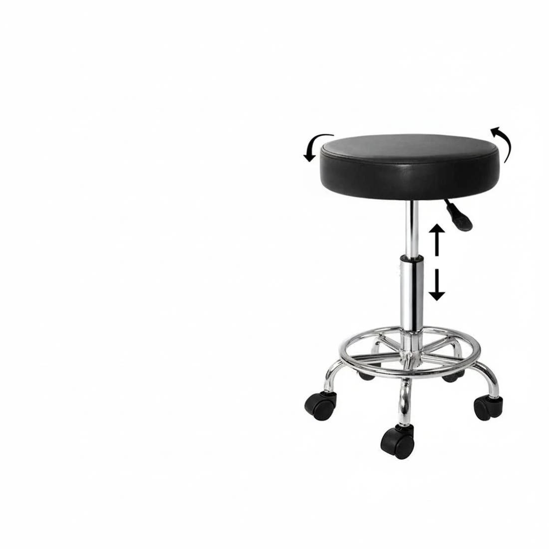 3 Artiss Salon Stool Round Swivel Chair - Black, 3 of 5