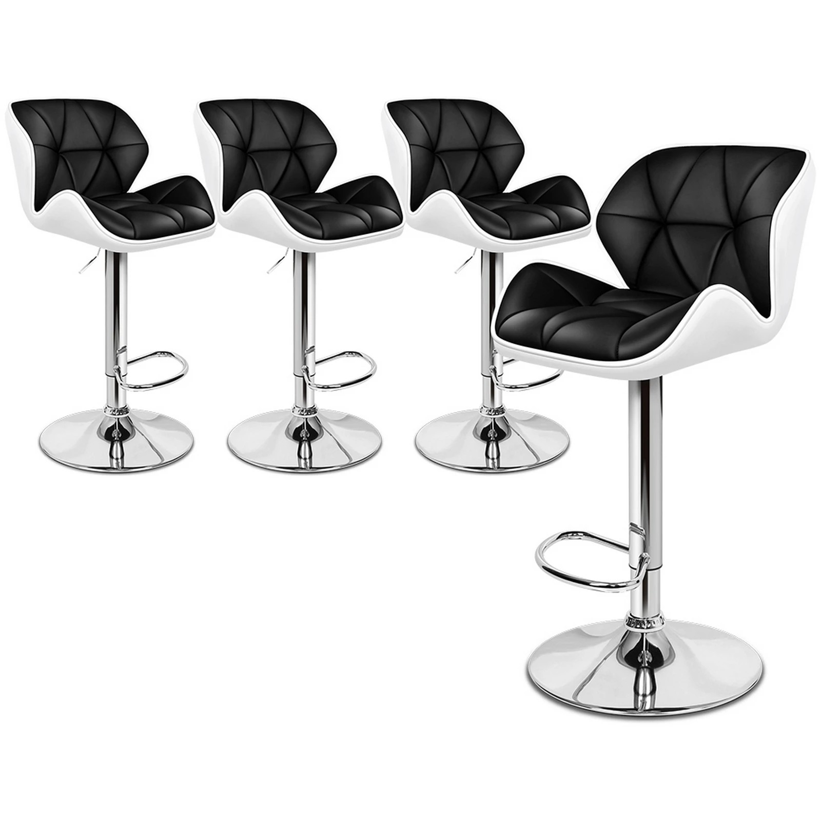 1 Alfordson 4x Bar Stools Willa Kitchen Gas Lift Swivel Chair Leather - Black, 1 of 9