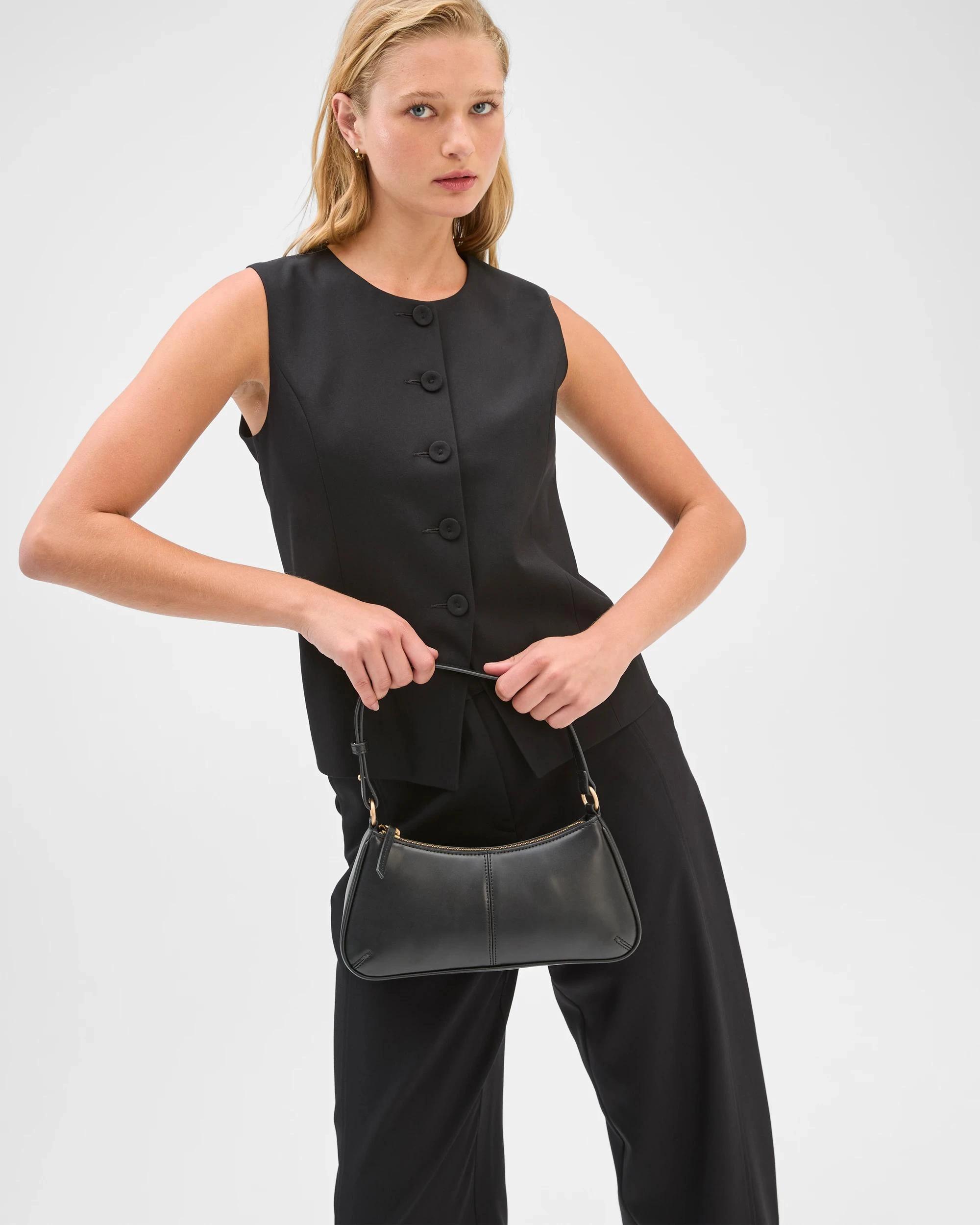 1 Preview Sleeveless Crew Neck Waistcoat BLACK, 1 of 7