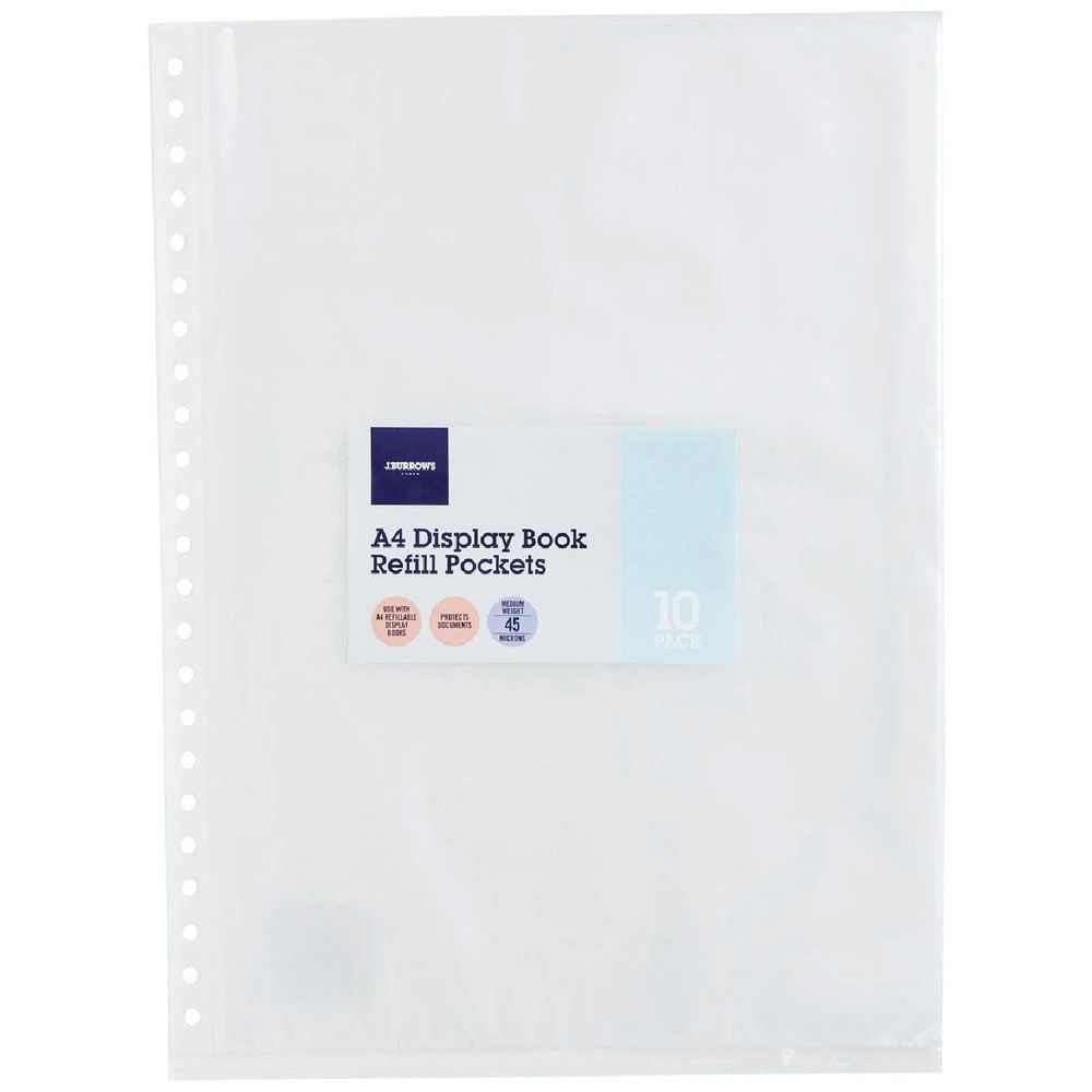 1 J.Burrows Display Book Refill A4 Light Weight 10 Pack, 1 of 2