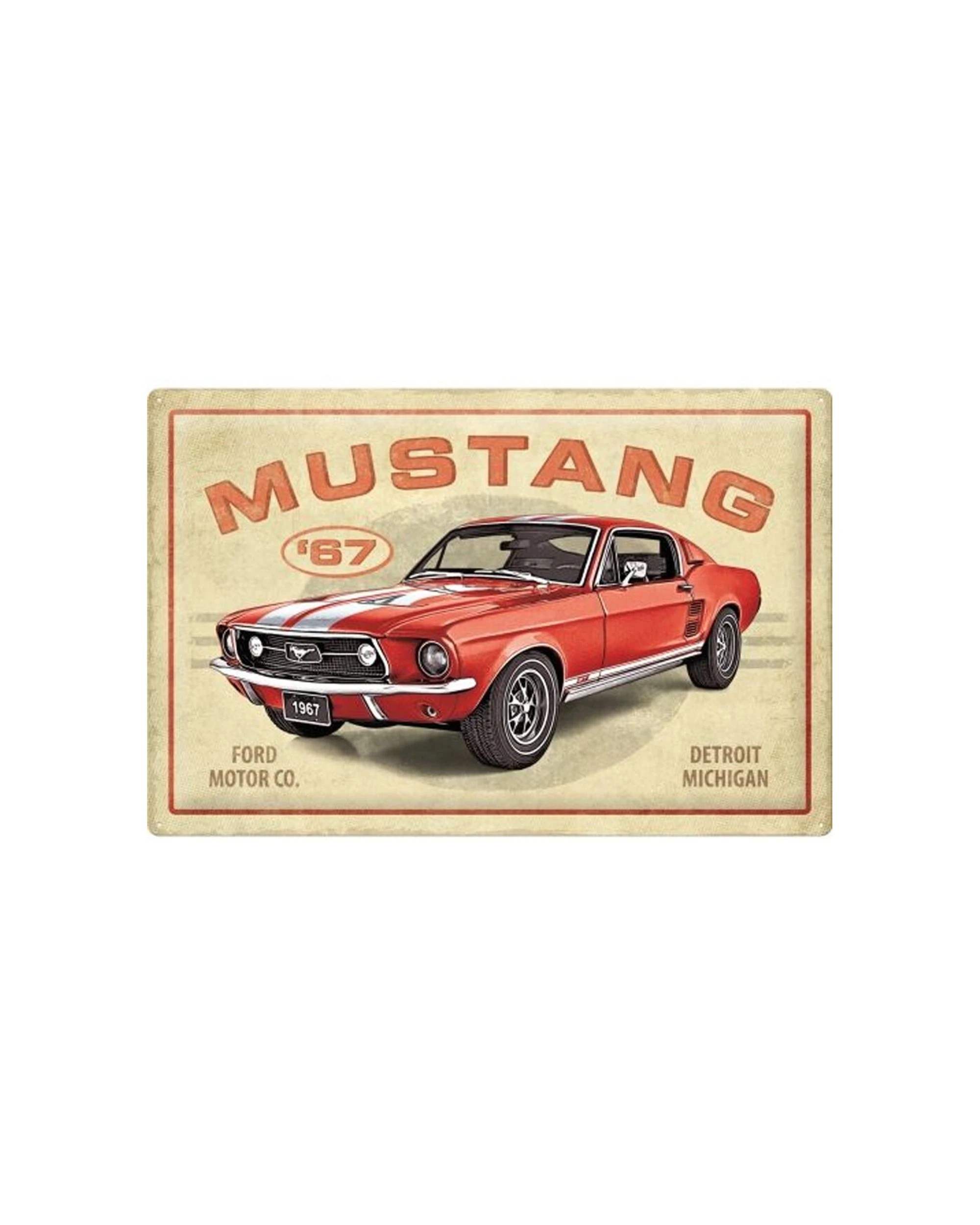 1 Nostalgic-Art XL 40x60cm Metal Wall Art Sign Plaque - Ford Mustang GT 1967 - Red, 1 of 1