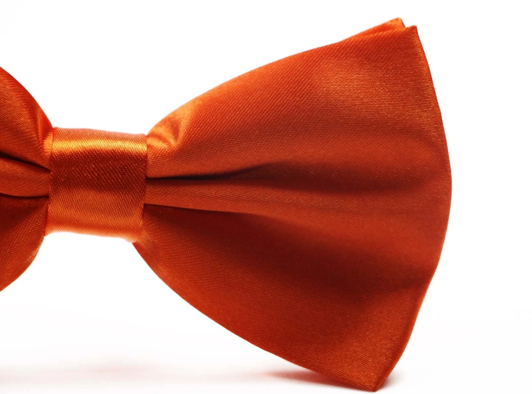 3 Zasel Mens Orange Solid Plain Colour Bow Tie - Orange, 3 of 5
