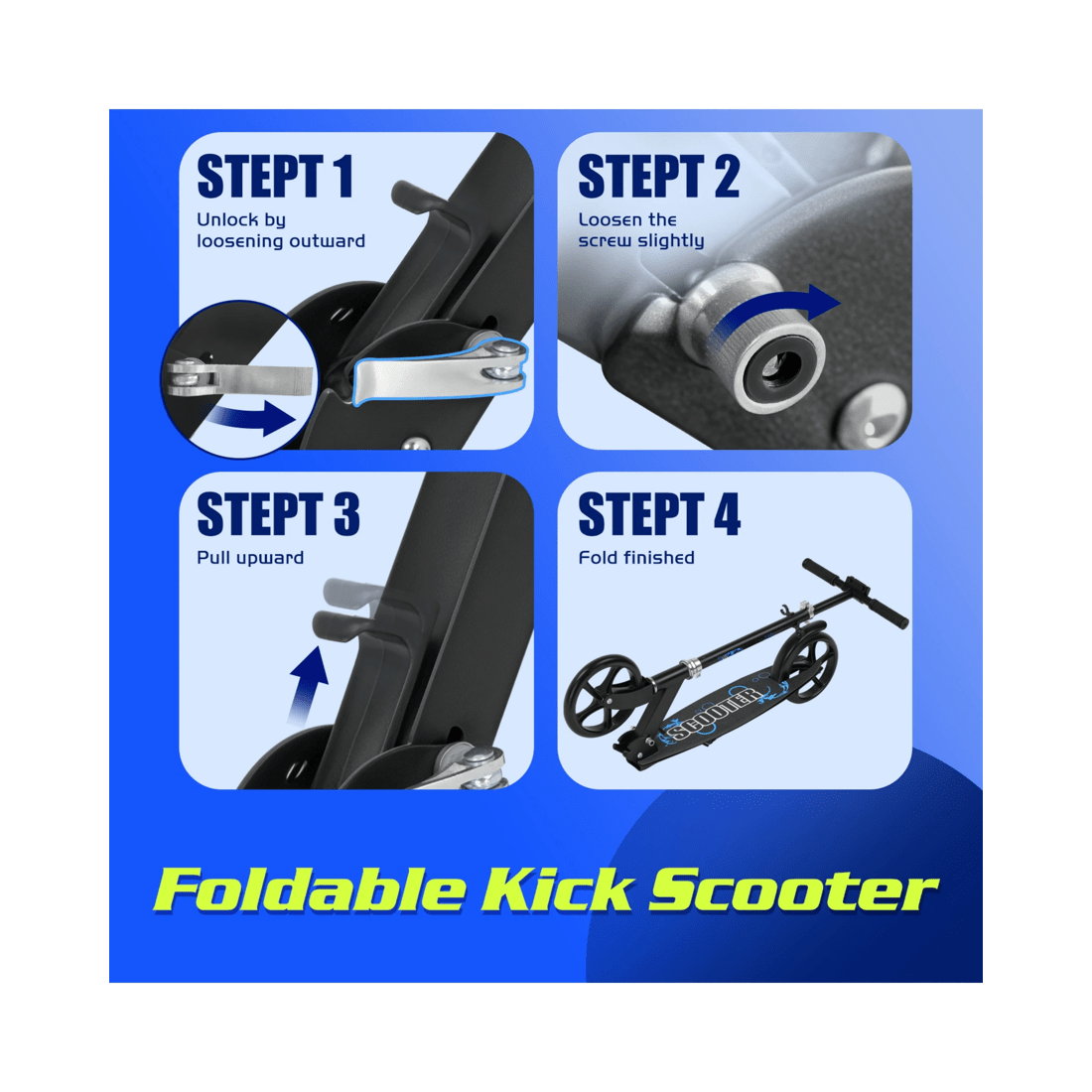7 Advwin Folding Kids Kick Scooter w/ Big Wheel & Adjustable Height Blue, 7 of 10