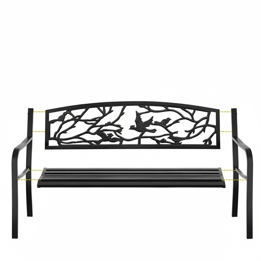 5 Gardeon Outdoor Bench Seat Garden Steel Outdoor Furniture 3 Seater Park - Black, 5 of 5
