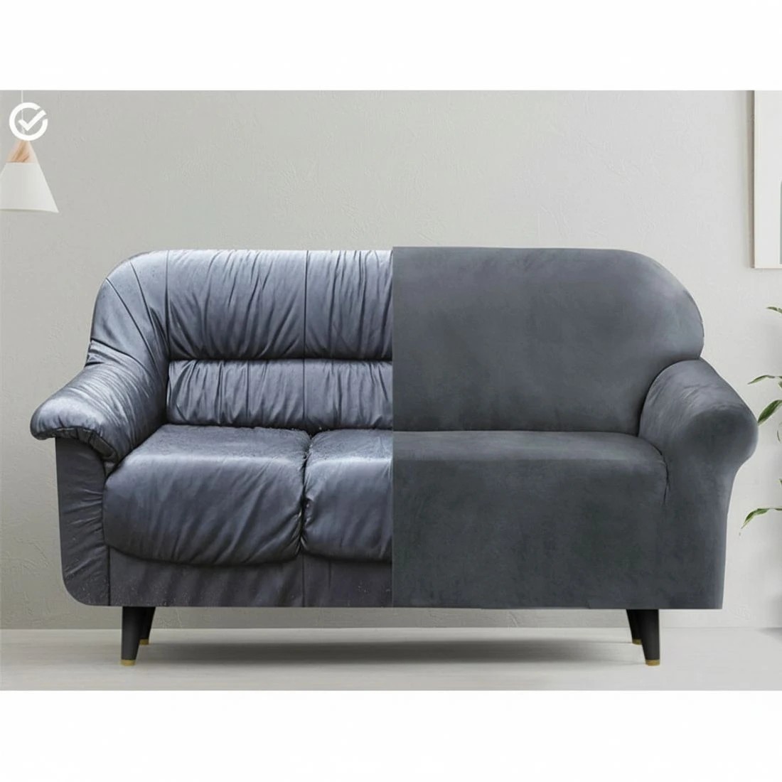 4 Artiss Sofa Cover Couch Covers 3 Seater Velvet - Grey, 4 of 6