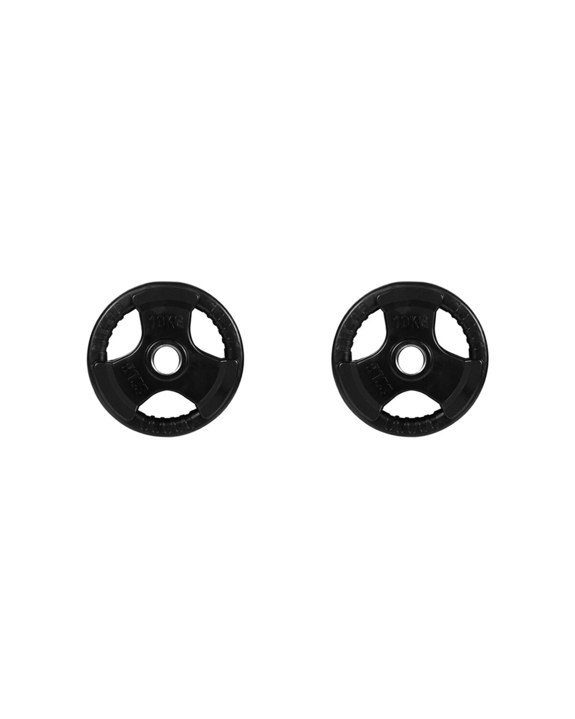 1 BODYWORX Standard Rubber Ezy Grip Disc Weight Plate 10kg 30mm 2 Pack Home Gym - Black, 1 of 2