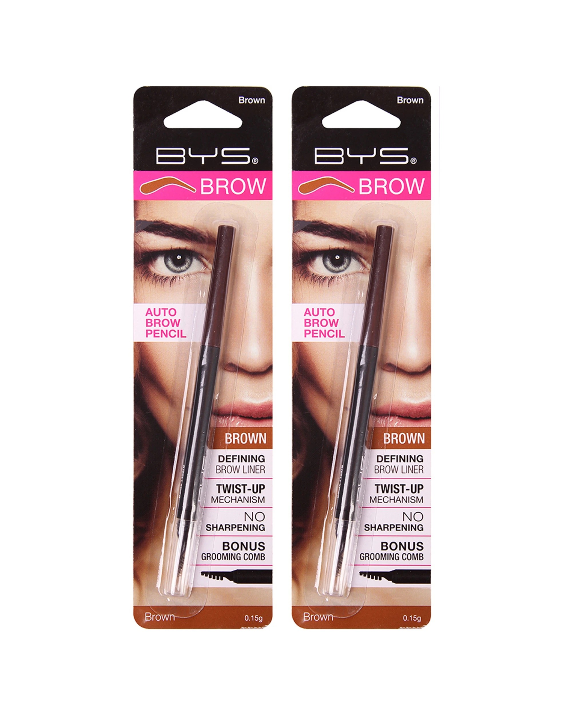 1 BYS Auto Eyebrow Pencil Makeup 0.15g 2PK - Brown, 1 of 1