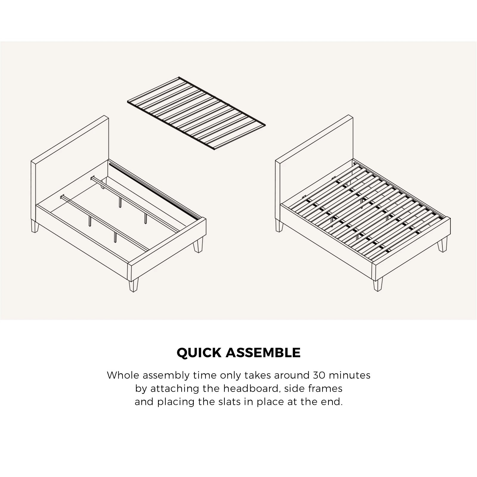 6 Oikiture Bed Frame King Size Boucle - White, 6 of 10