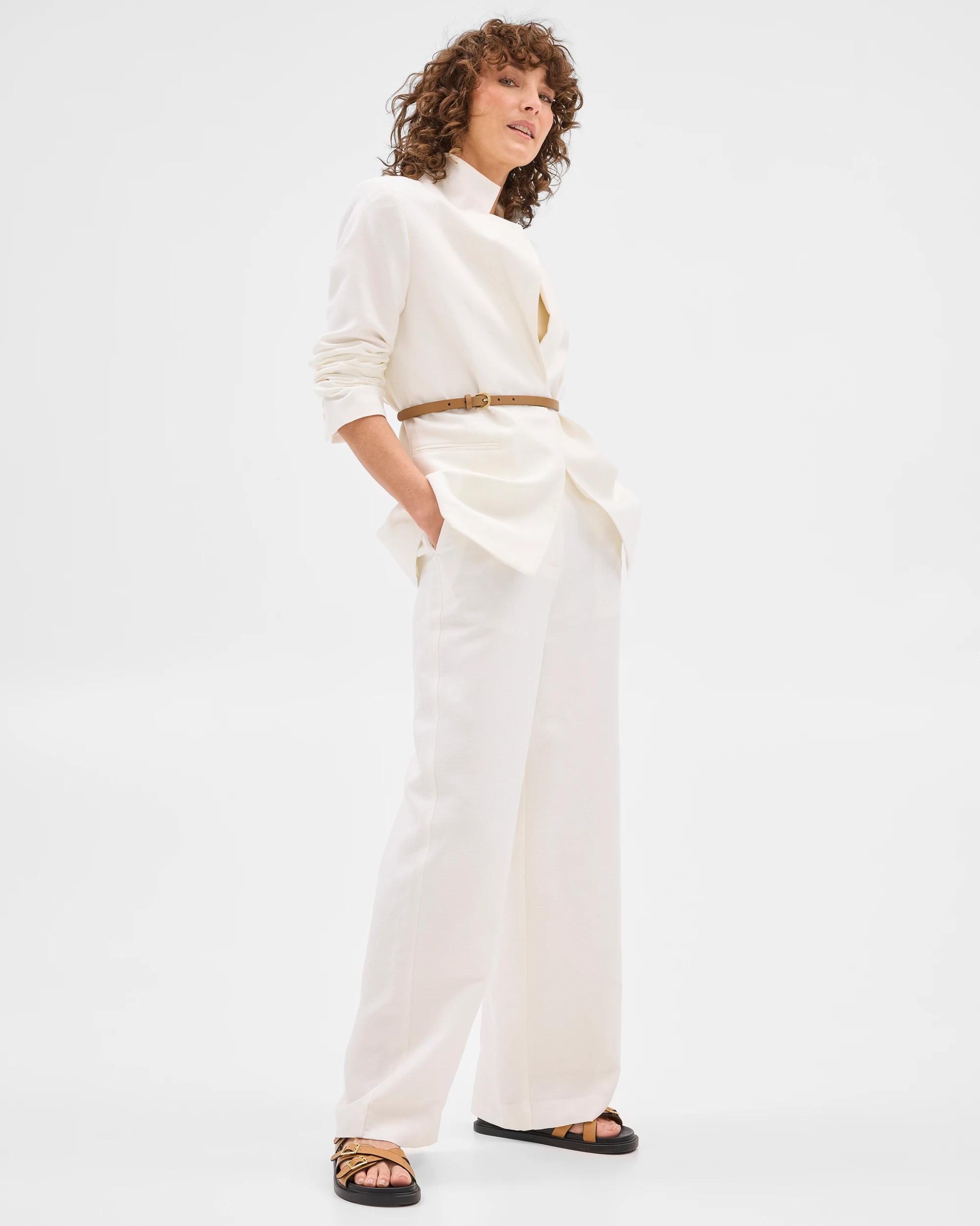 7 Linen Blend Single Breasted Blazer - Preview CLOUD DANCER, 7 of 8