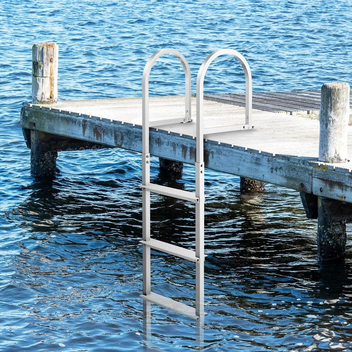 2 OGL 4-Step Boat Dock Pool Ladder Removable Aluminium Stairs, 2 of 7