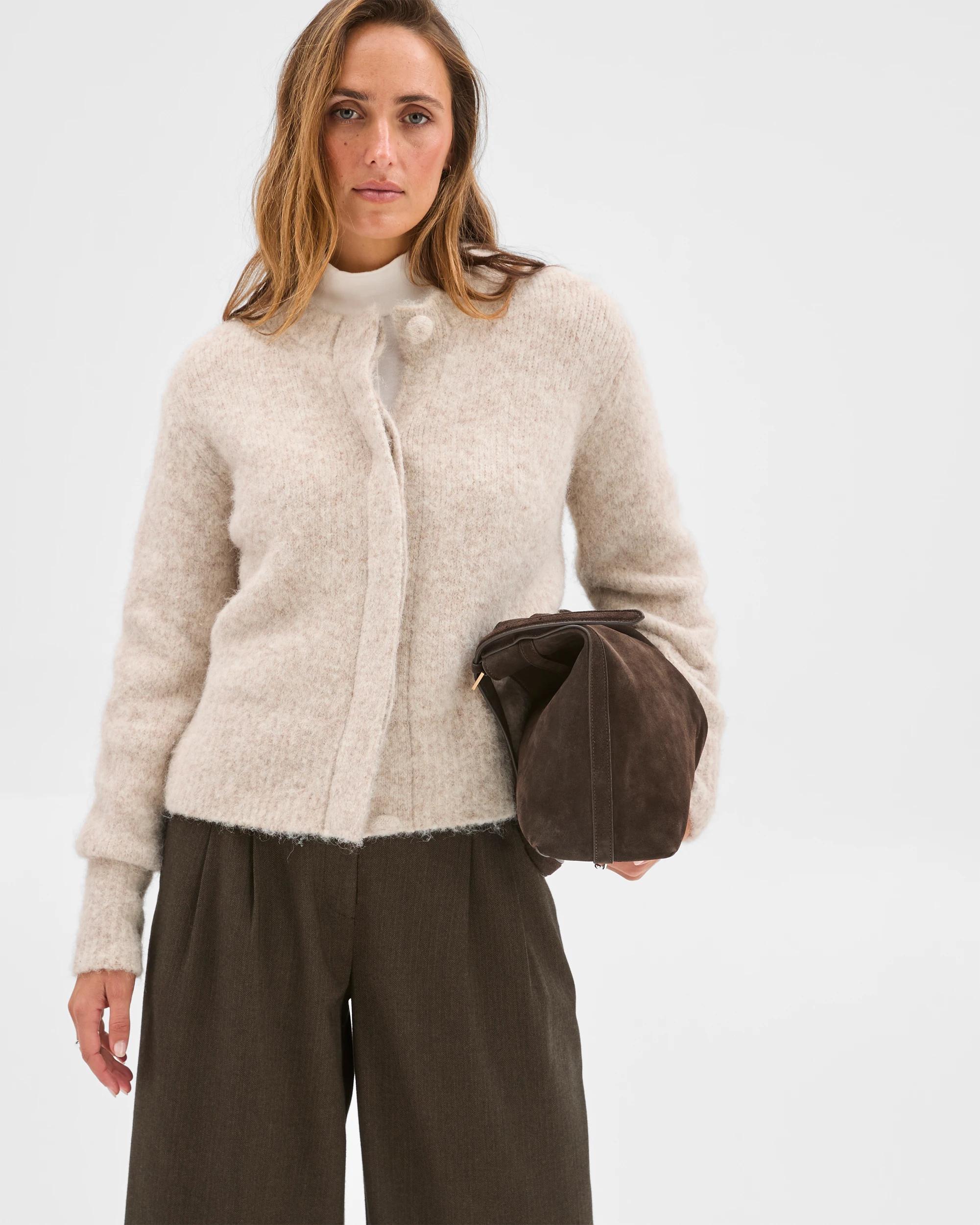 2 Preview Long Sleeve Plush Cardigan OATMEAL MARLE, 2 of 6