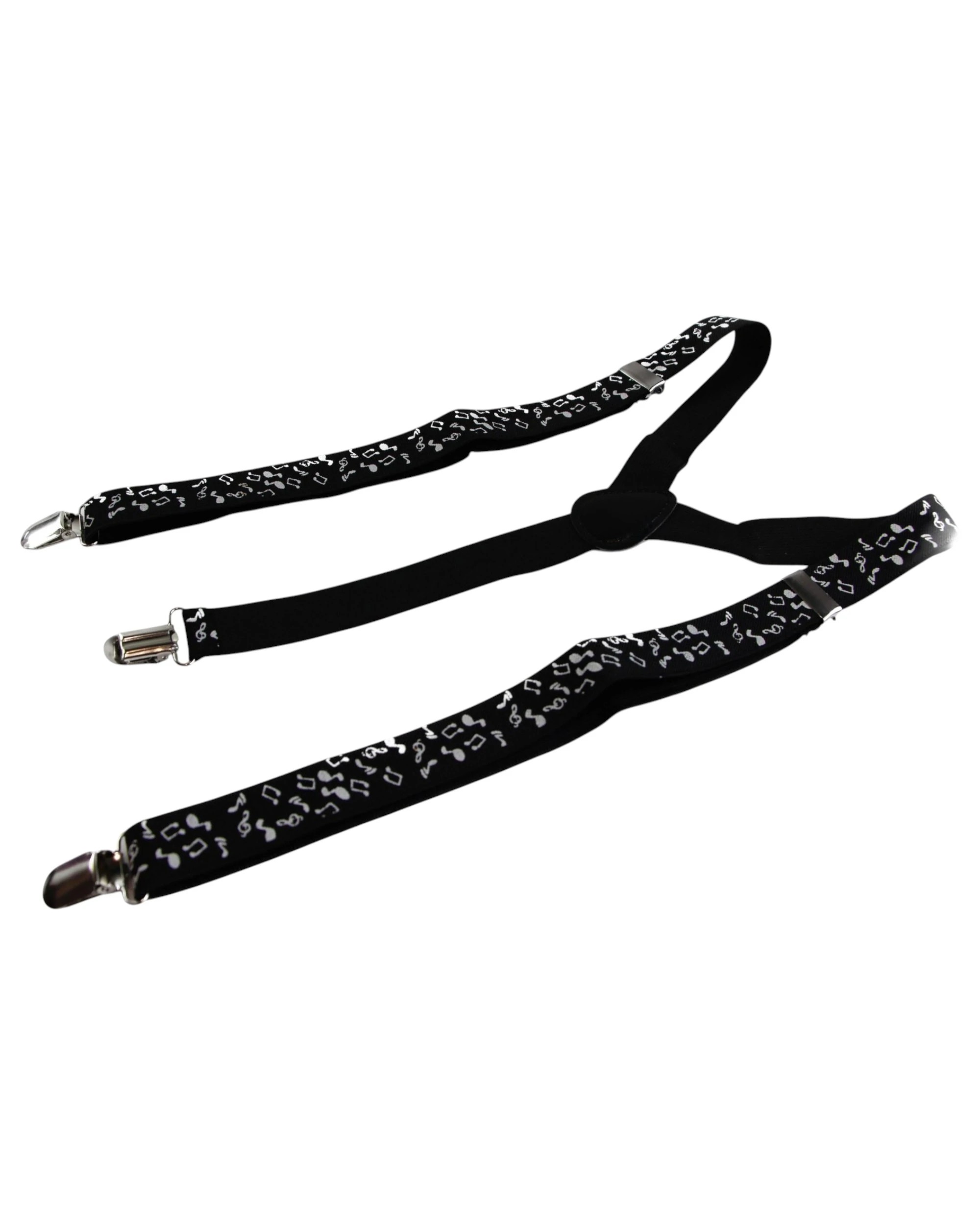 2 Zasel Mens Adjustable Black With White Music Notes Patterned Suspenders - Multi - Multi, 2 of 7