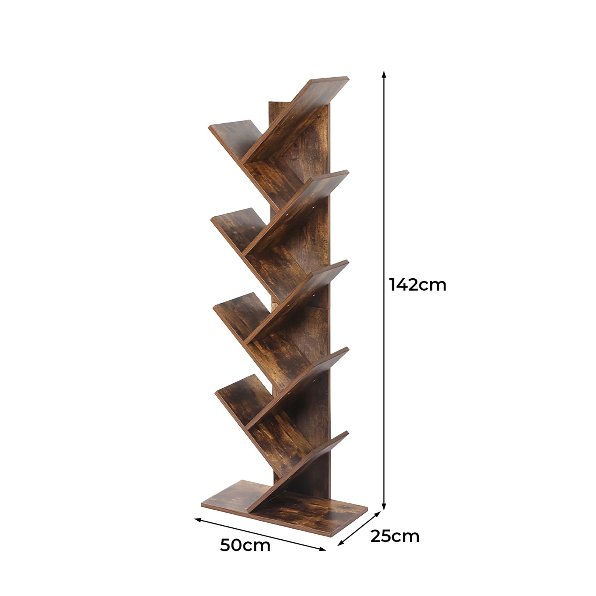 3 Levede Bookshelf Wooden Tree Bookcase 8-Tier Storage Home Decor Display Stand, 3 of 6