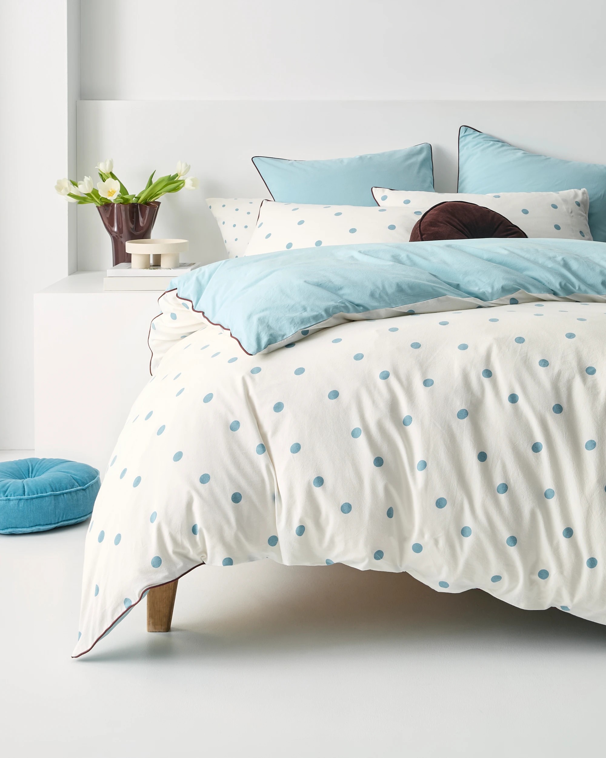 4 Arlo Polka Dot Stonewash Cotton Quilt Cover Set - Super King Bed - Blue, 4 of 10