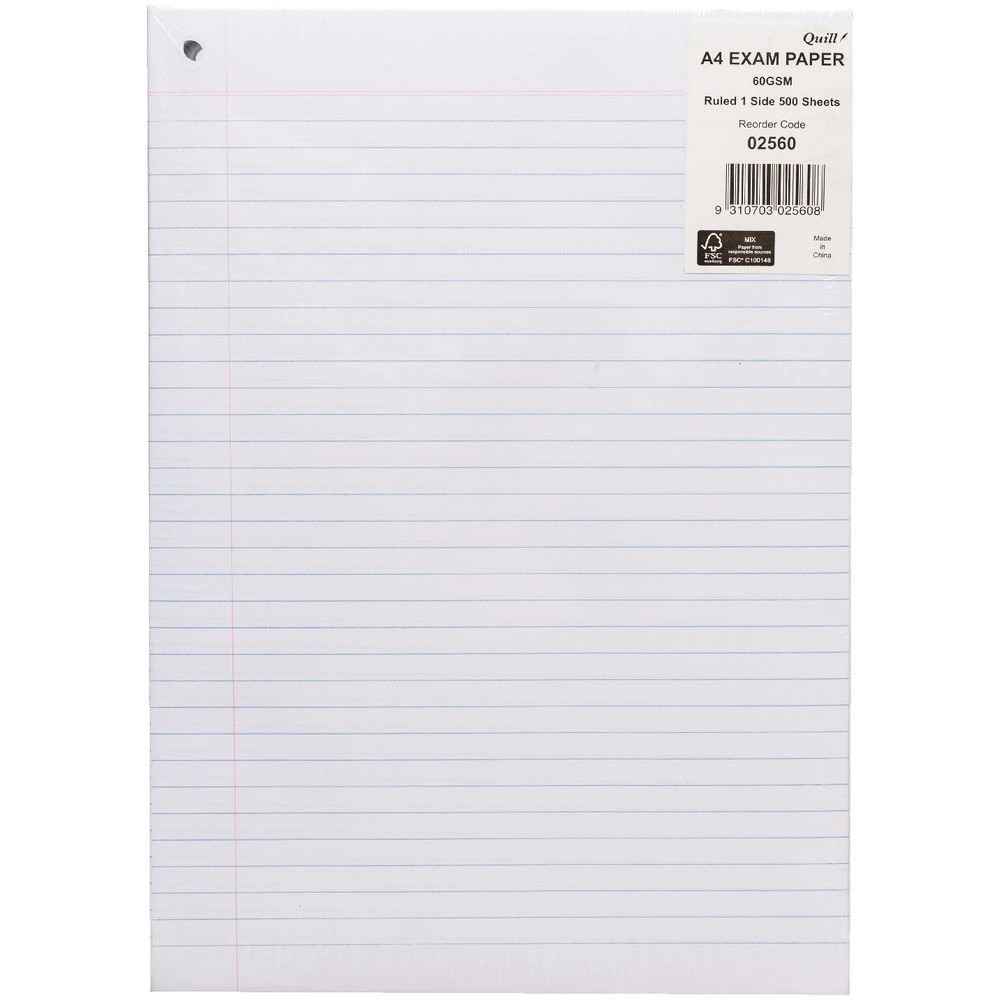 3 500 Pack Quill A4 60gsm 8mm Ruled Exam Paper, 3 of 3
