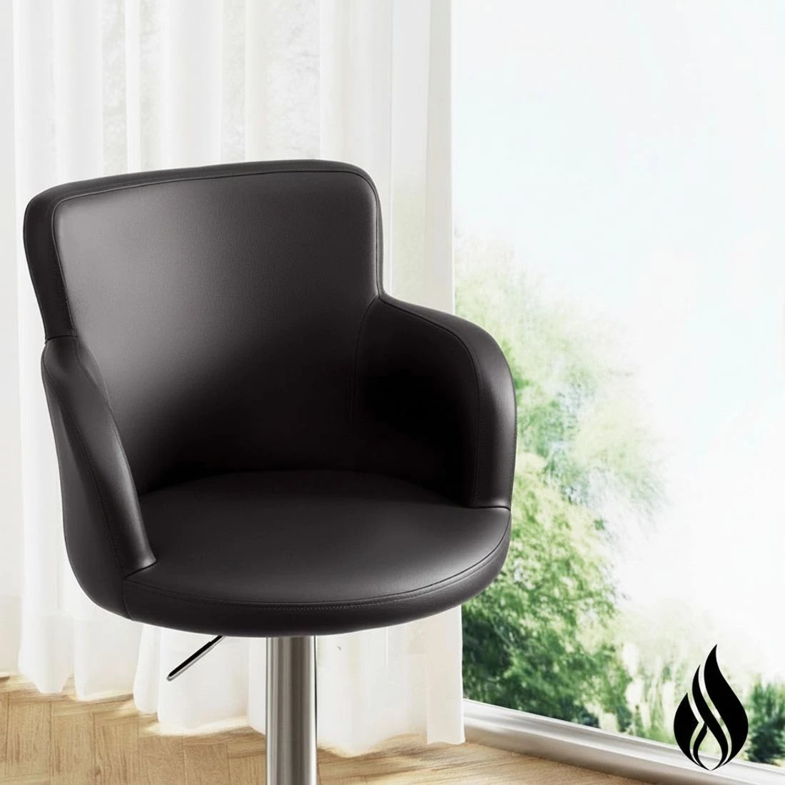 5 Artiss 2x Leather Bar Stools Swivel Adjustable Gas Lift PU Counter Chairs - Brown, 5 of 7