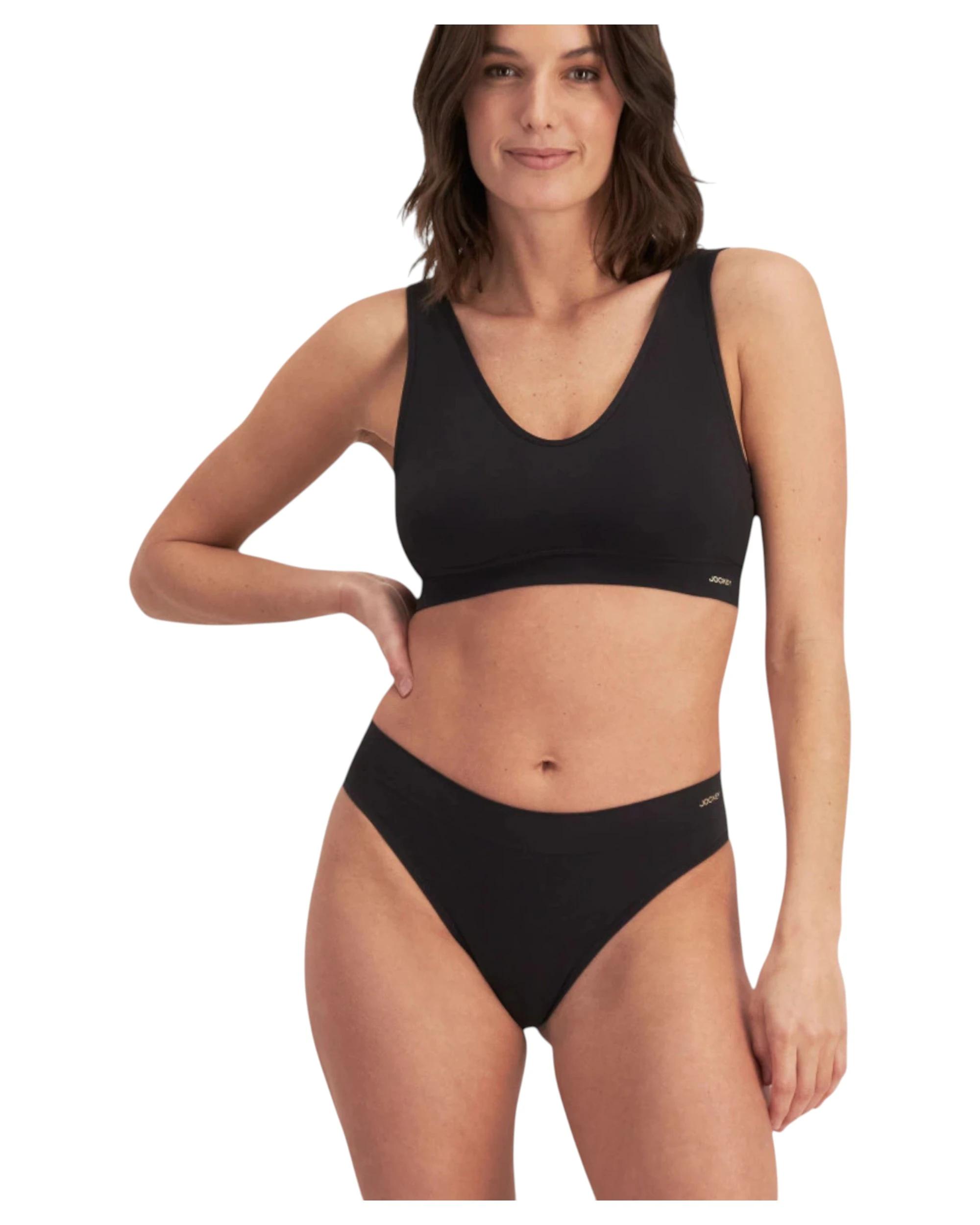 1 Jockey Womens Skimmies Ultra Smooth Gee Underwear BLACK, 1 of 3