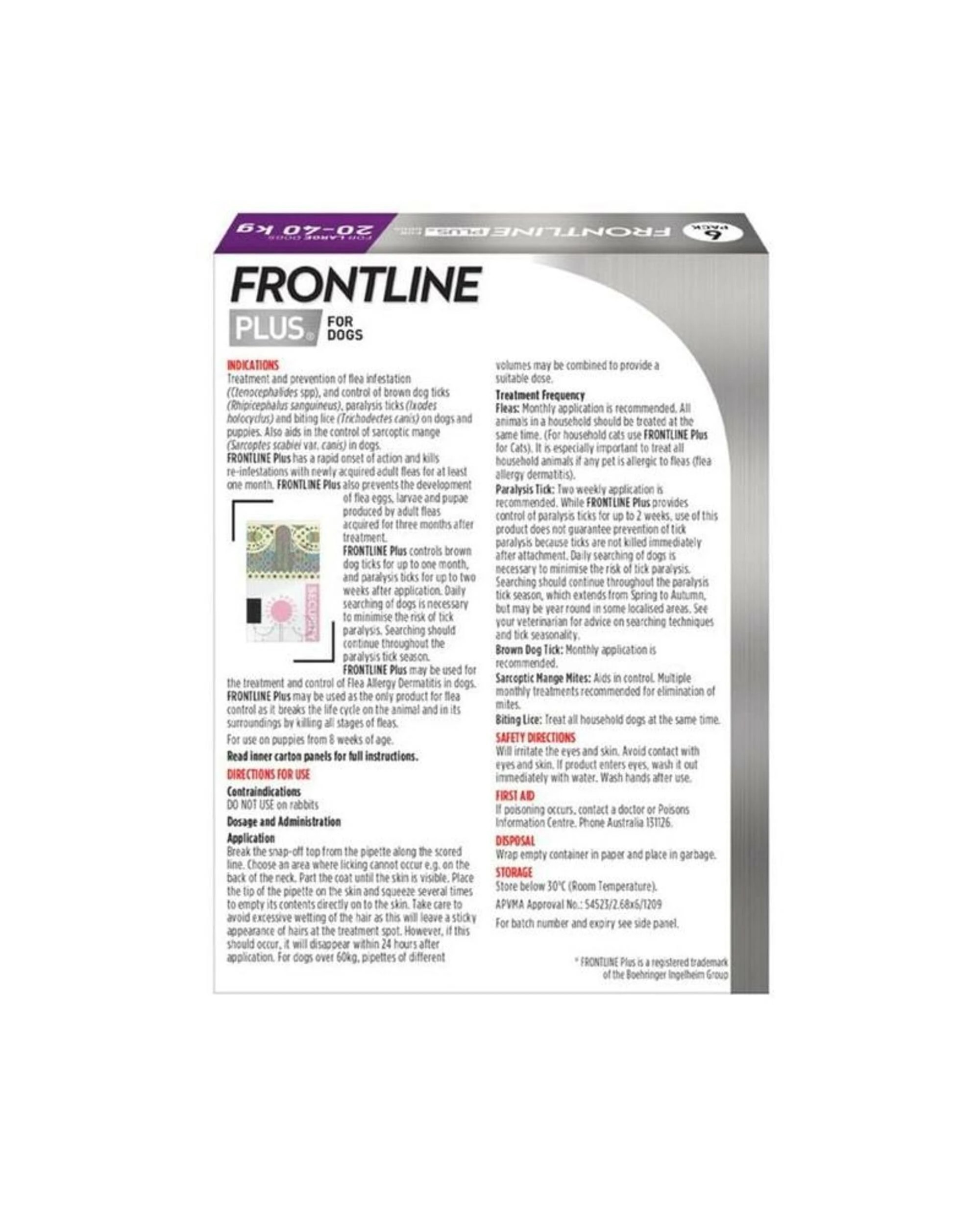 2 Frontline Plus Dog 20-40kg Lge 3pk Purple, 2 of 2