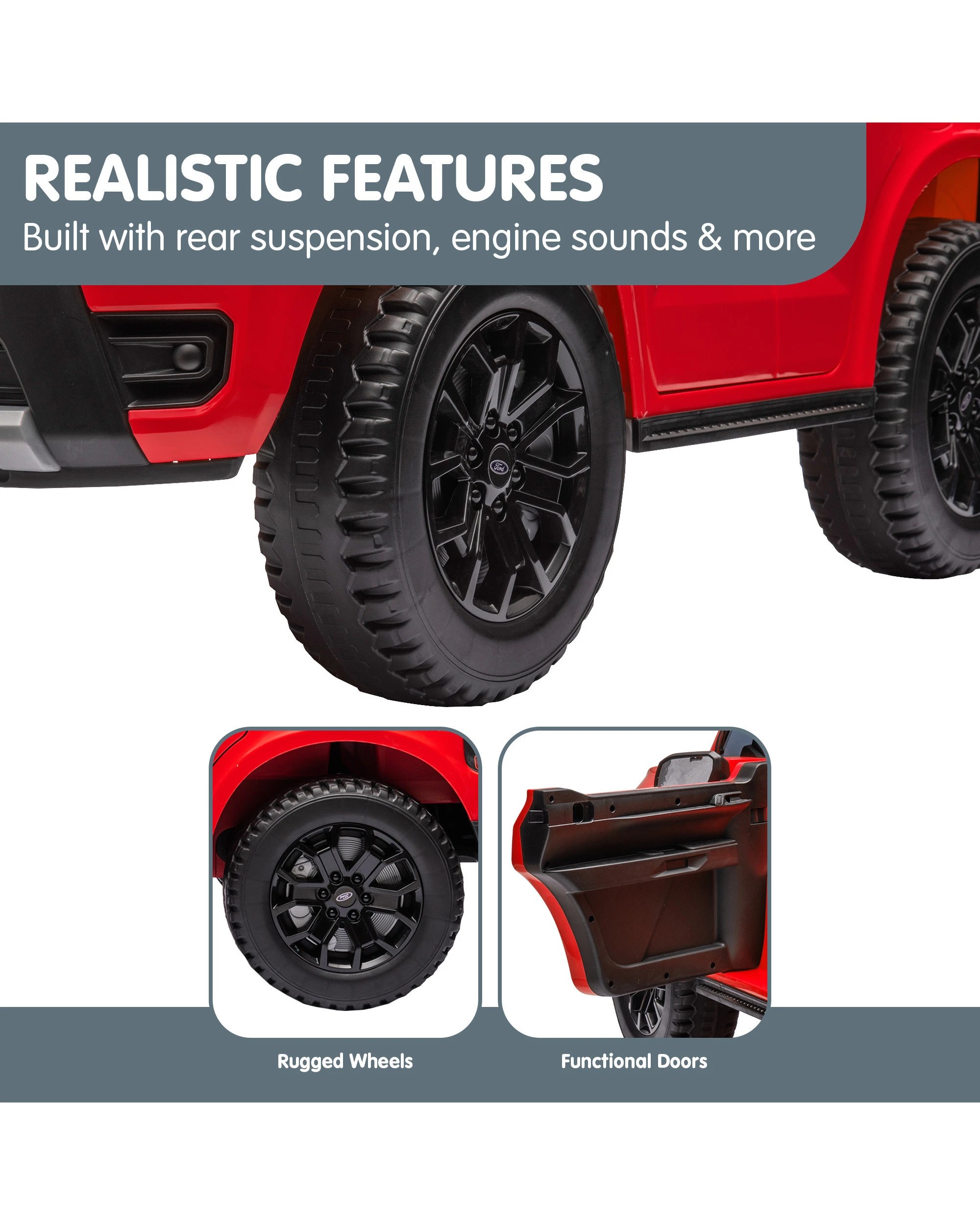 6 Kahuna Ford Ranger Electric Kids Ride On Car in Red, 6 of 10