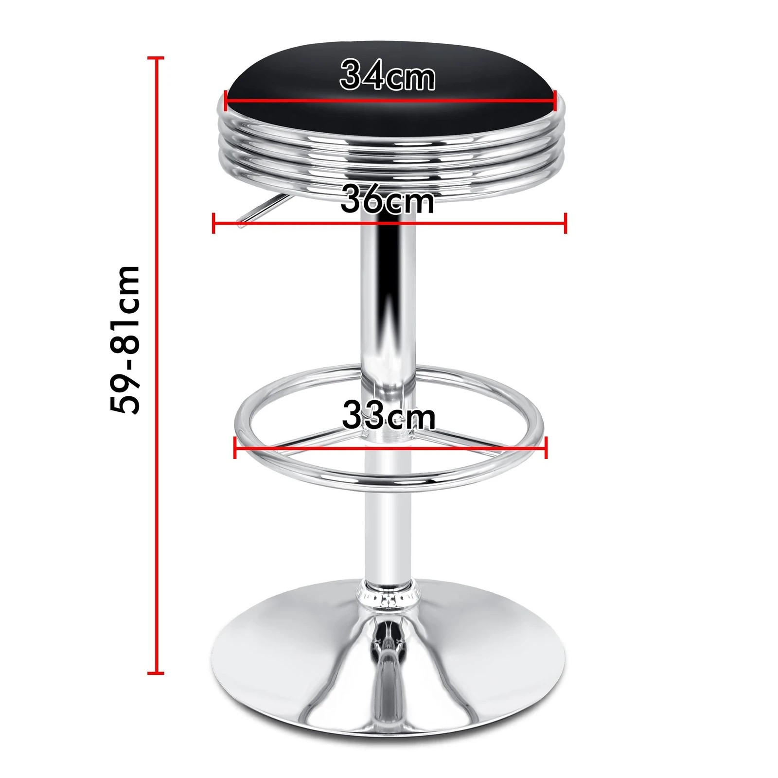 4 Alfordson 4x Bar Stools Sade Kitchen Swivel Chair Leather Gas Lift - Black, 4 of 9