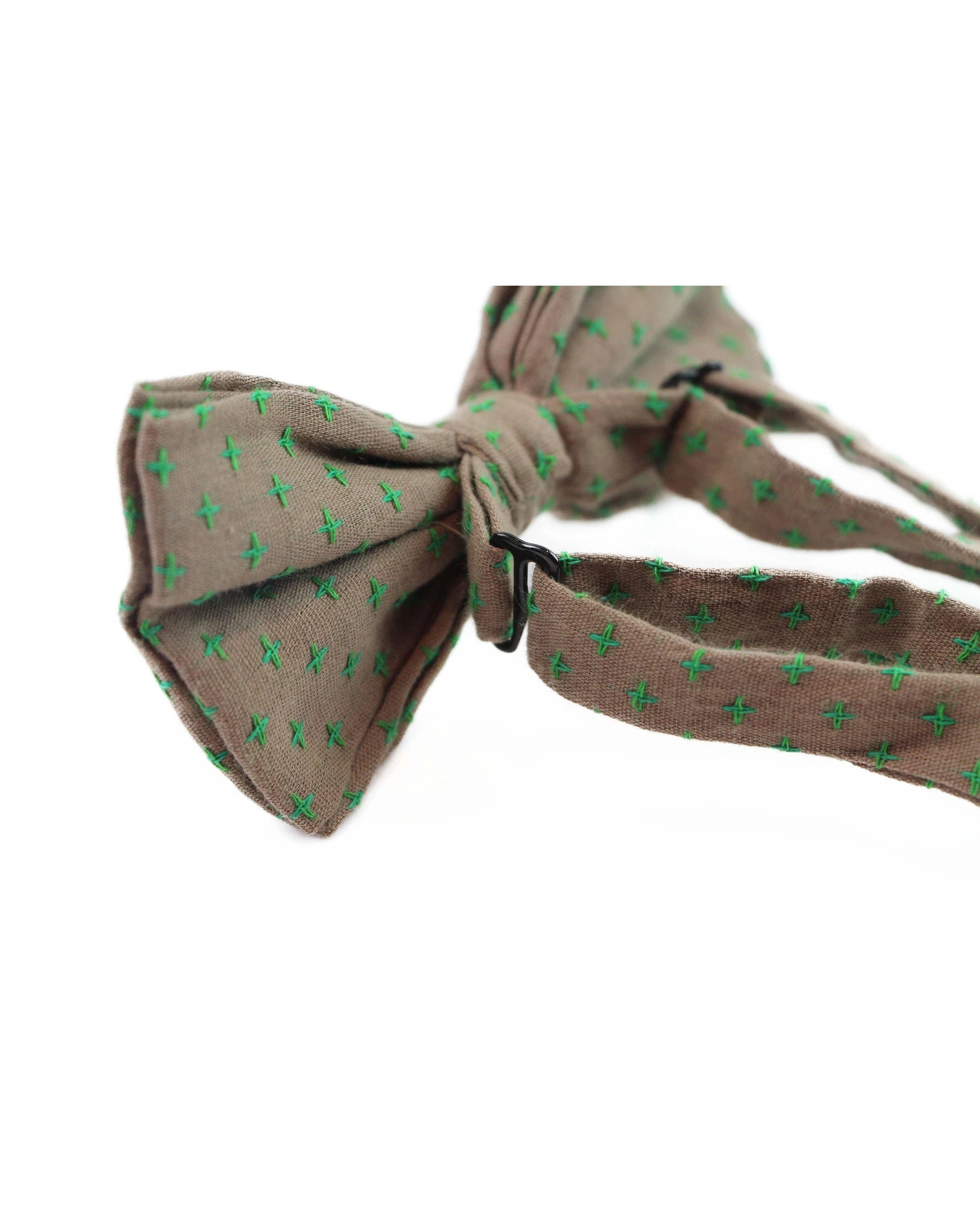 2 Zasel Mens Brown With Green Star Patterned Cotton Bow Tie - Multi, 2 of 4