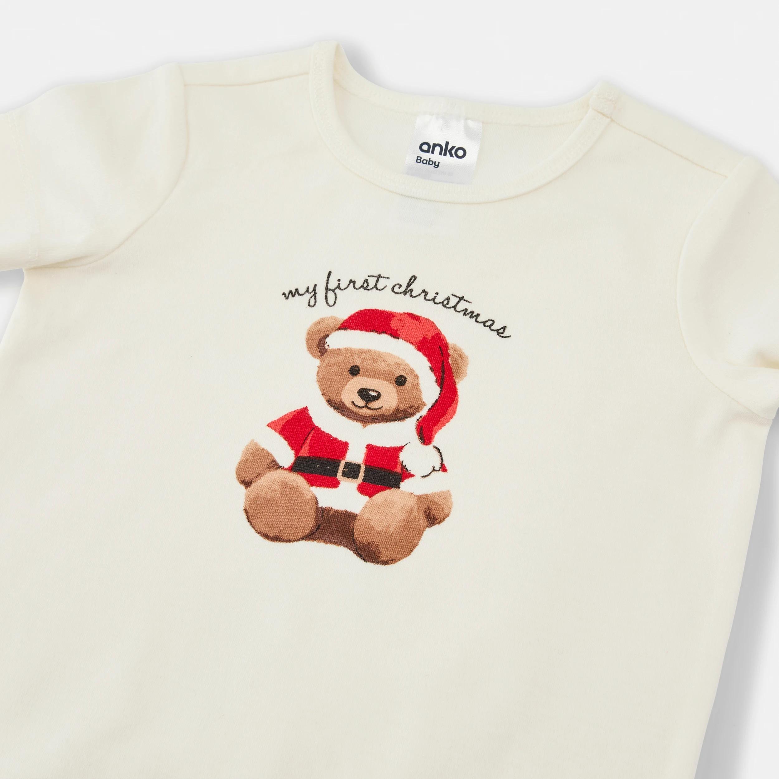 3 Christmas Short Sleeve Print Bodysuit FIRST XMAS BEAR, 3 of 3