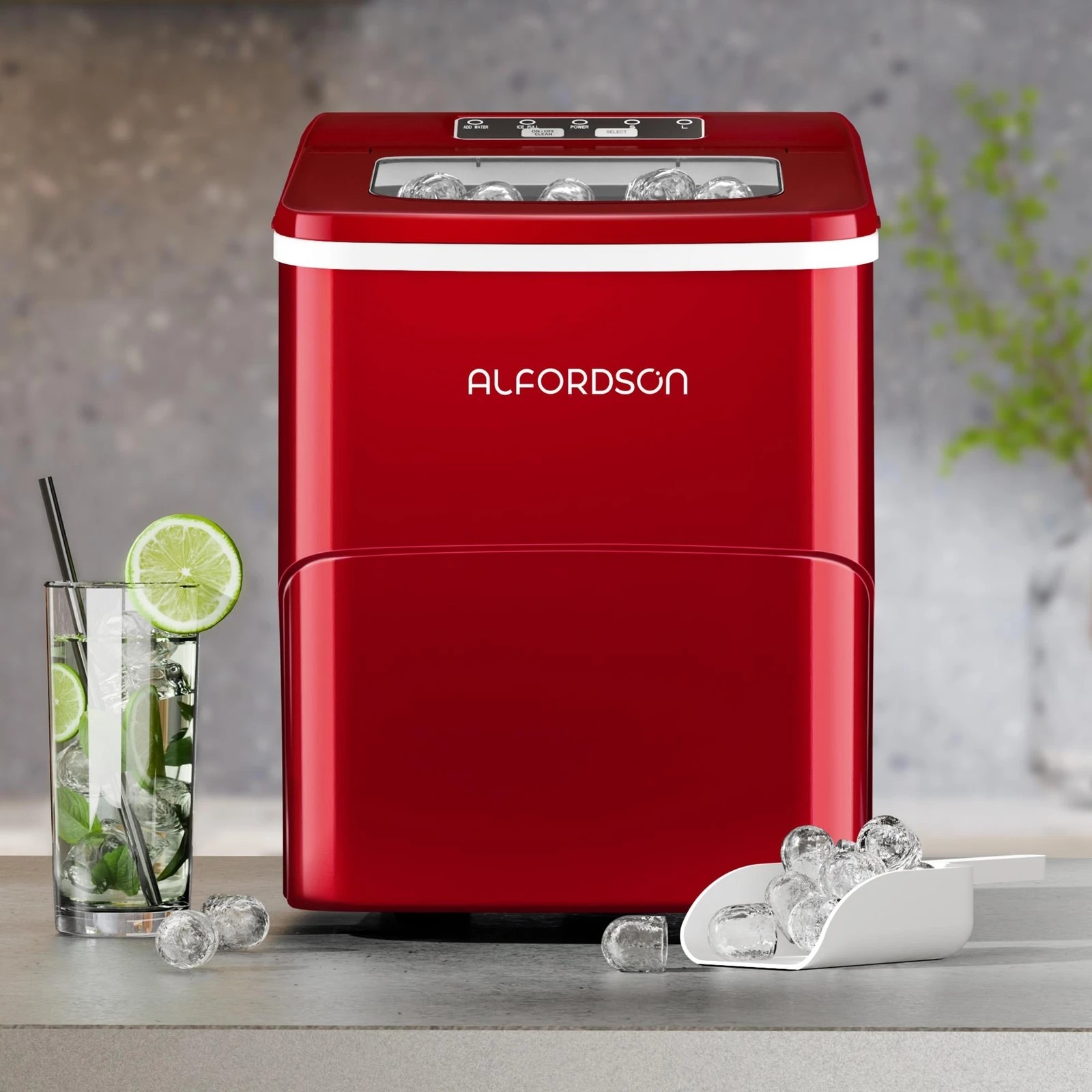 3 Alfordson Ice Maker Machine Commercial Portable 12kg Ice Cube Tray 2.2L - Red, 3 of 10