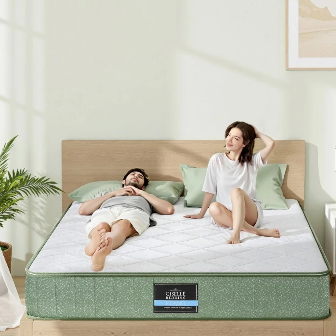 9 Giselle 25cm Memory Foam Mattress Dual Layer Zipper Cover Cool  Foam Mattresses Double - Double Bed - Green, 9 of 10