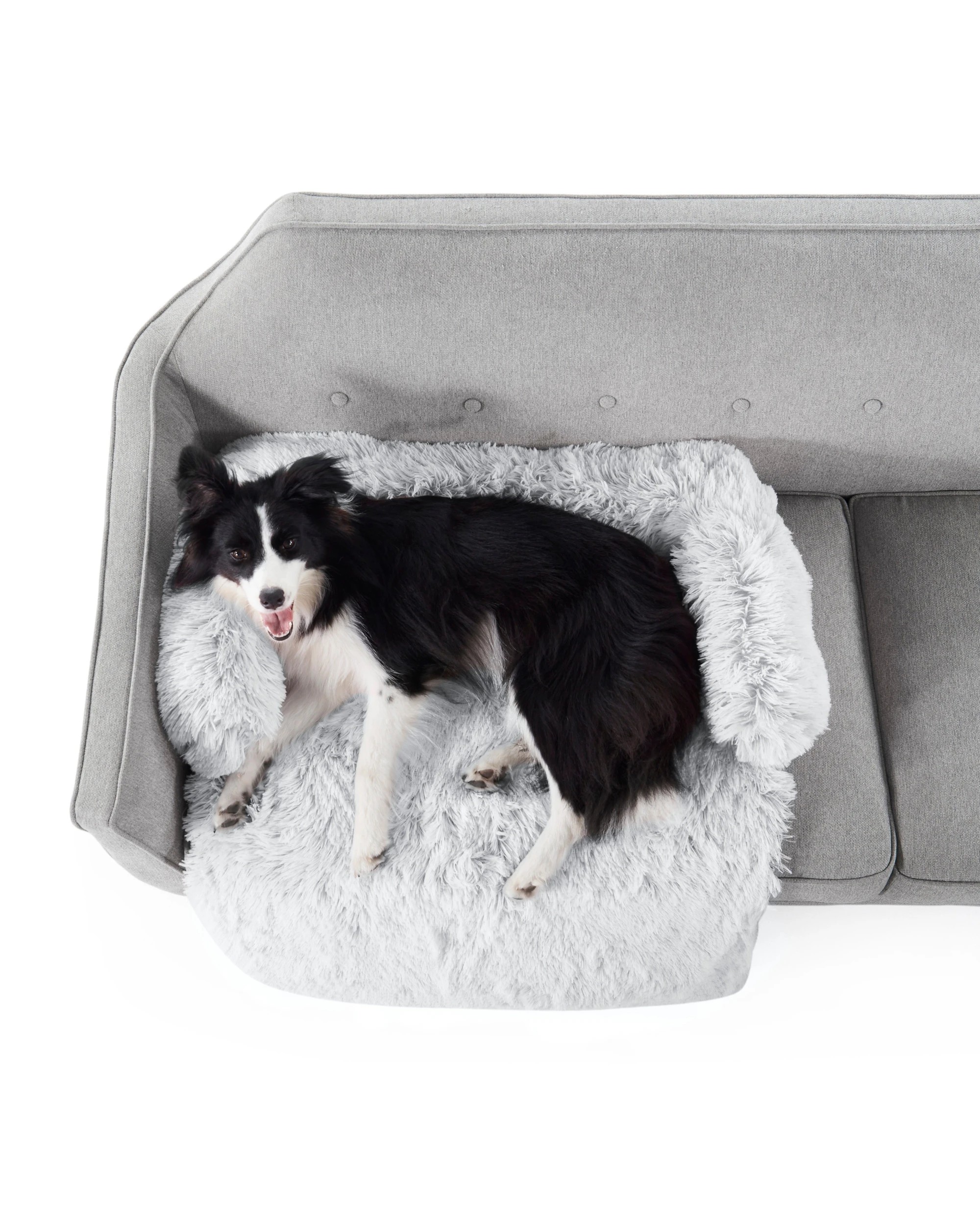 3 Charlie's Shaggy Faux Fur Bolster Sofa Protector Calming Dog Bed Large - Arctic White, 3 of 9